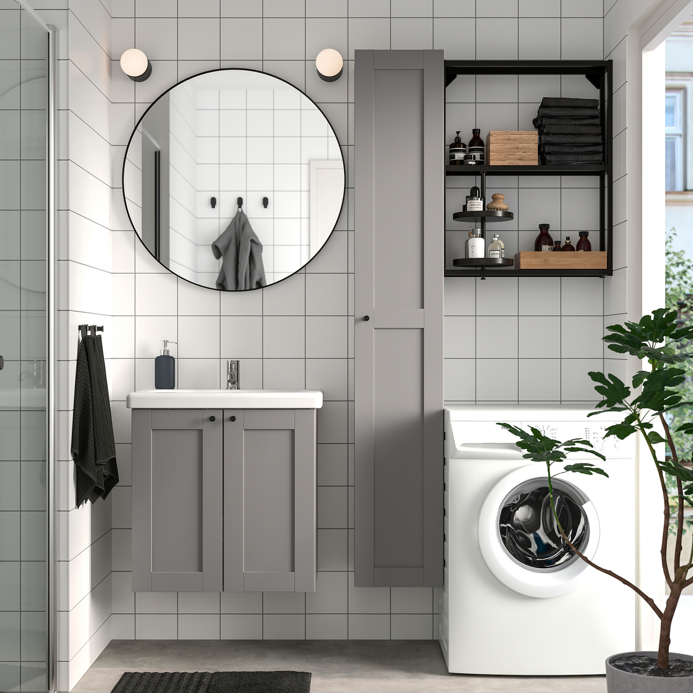 ENHET bathroom anthracite/grey frame - IKEA