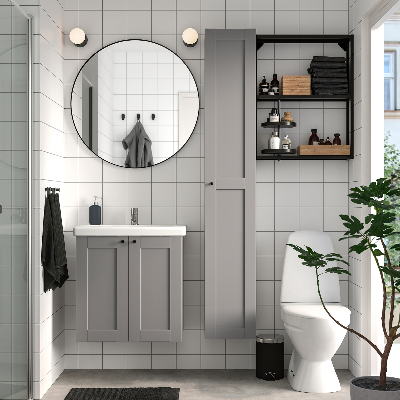 ENHET bathroom anthracite/grey frame - IKEA