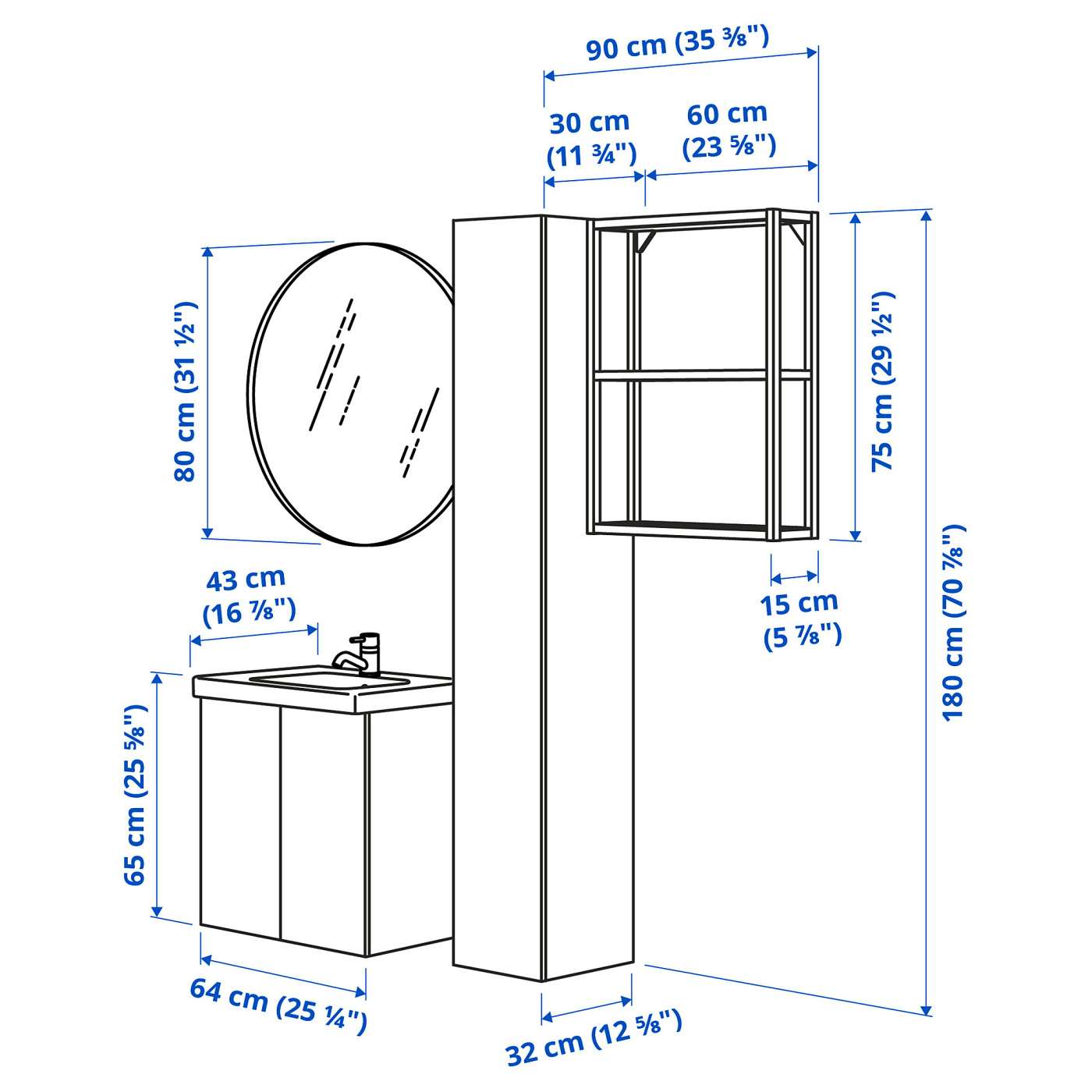 ENHET bathroom anthracite/grey frame - IKEA
