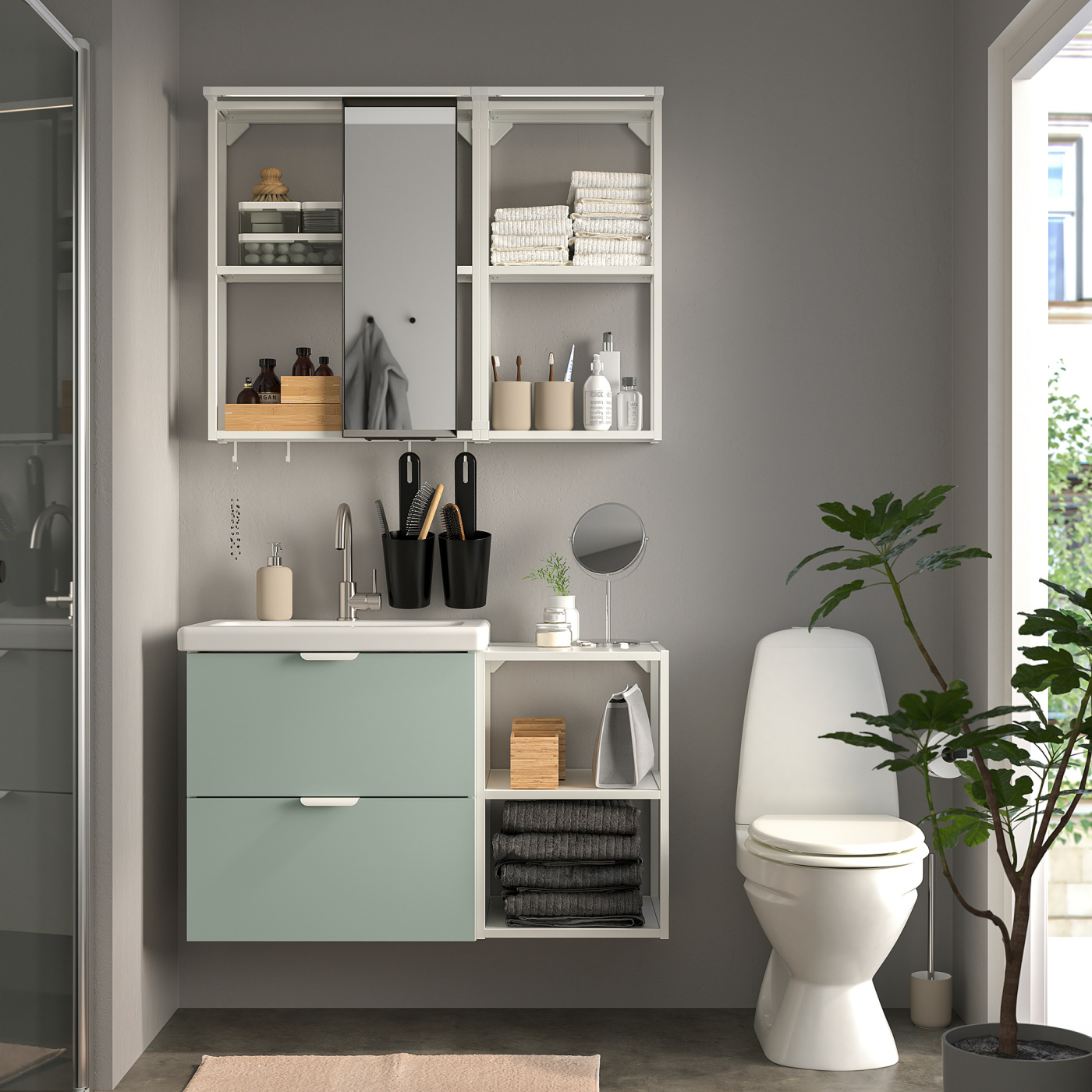 ENHET bathroom white/pale grey-green - IKEA