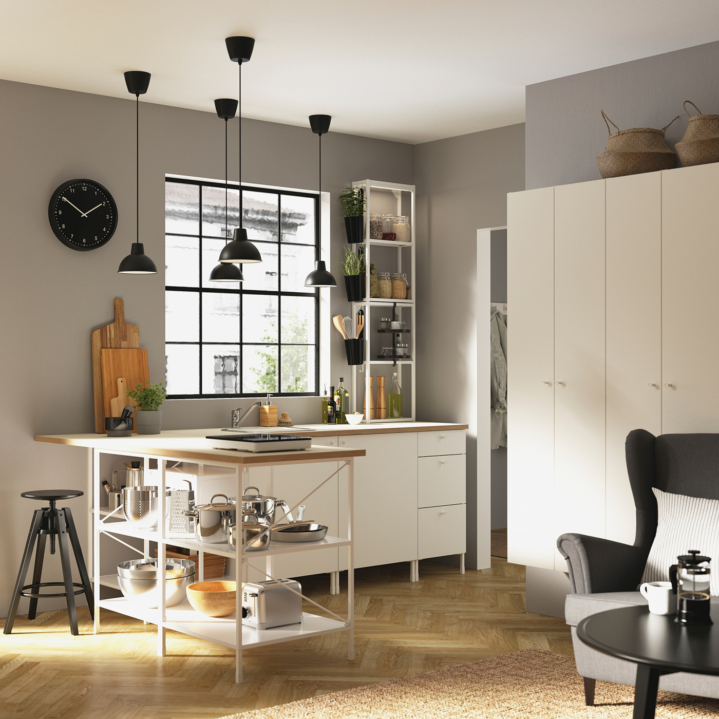 ENHET hi cb w 4 shlvs/door white - IKEA