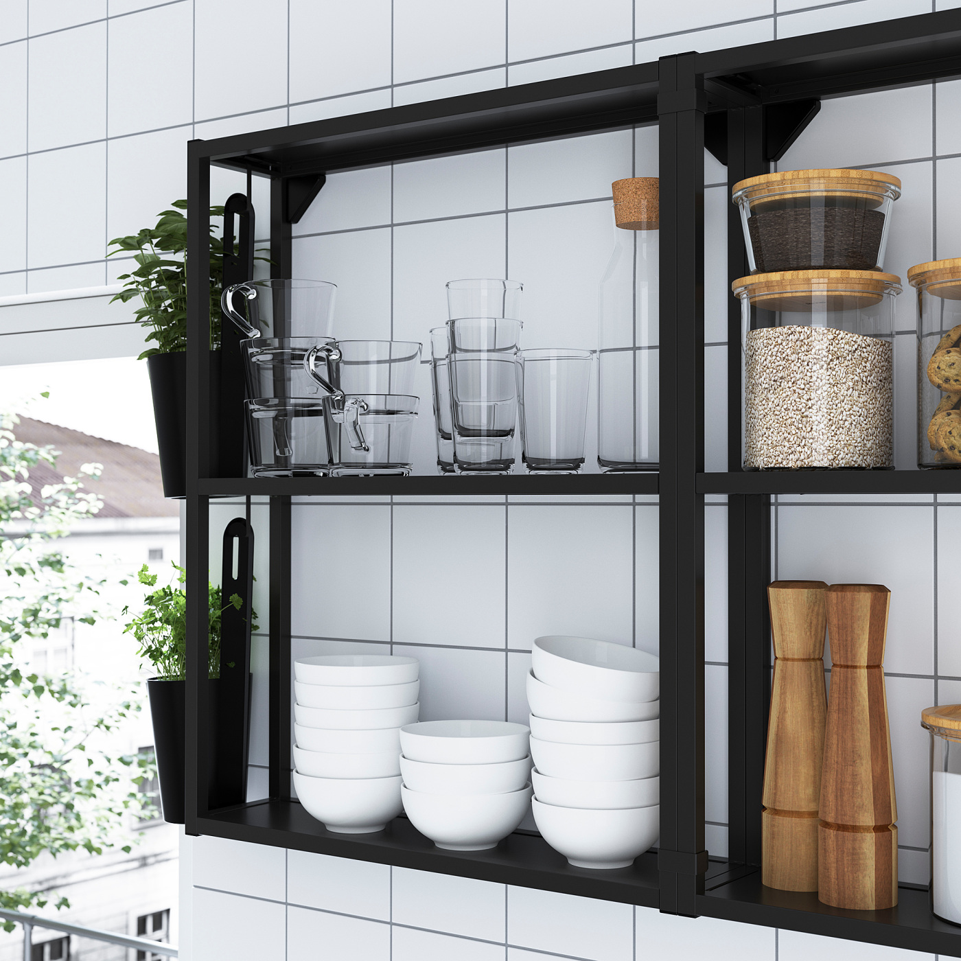 ENHET kitchen anthracite/oak effect - IKEA