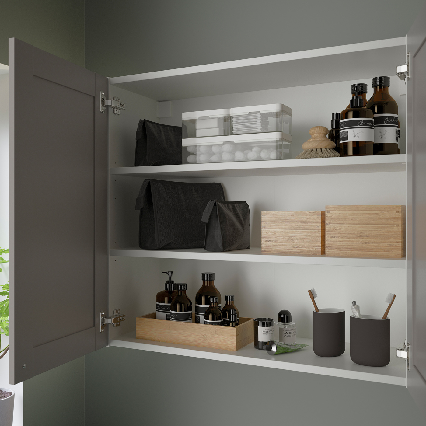 ENHET mirror cabinet with 2 doors white/grey frame - IKEA