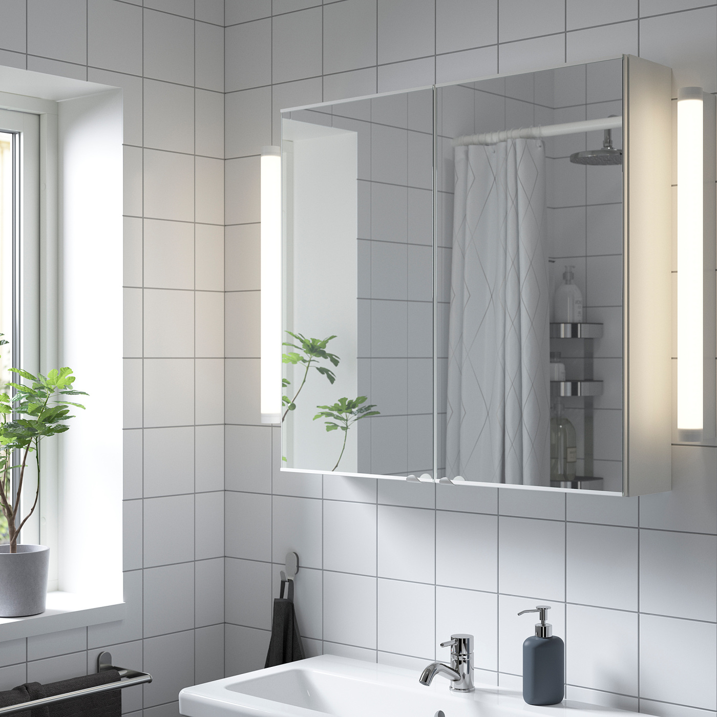 ENHET mirror cabinet with 2 doors white - IKEA