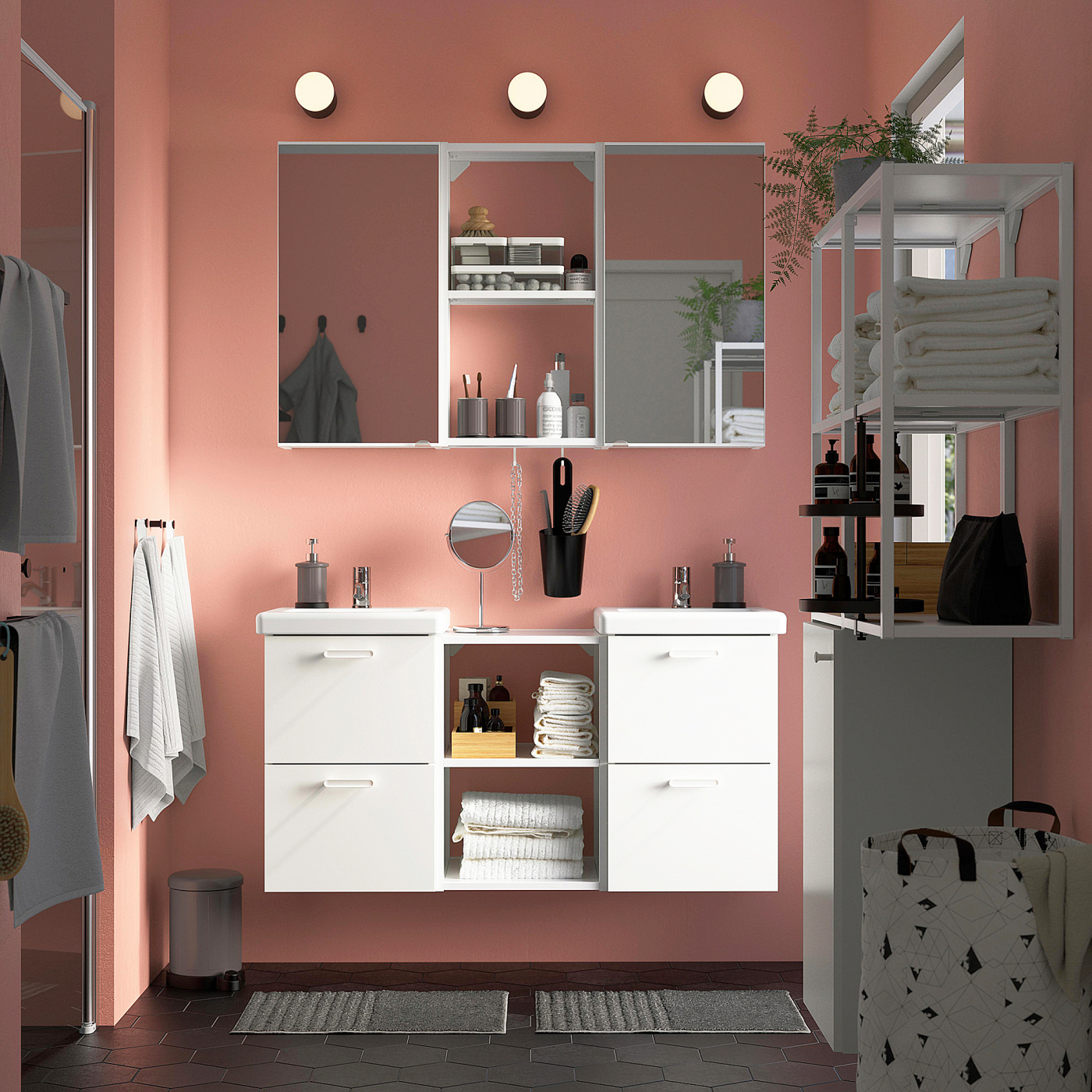 両面壁掛け鏡　IKEA ENHET 両面壁掛け鏡 IKEA ENHET ENHET エーンヘート ミラードア, ミラー