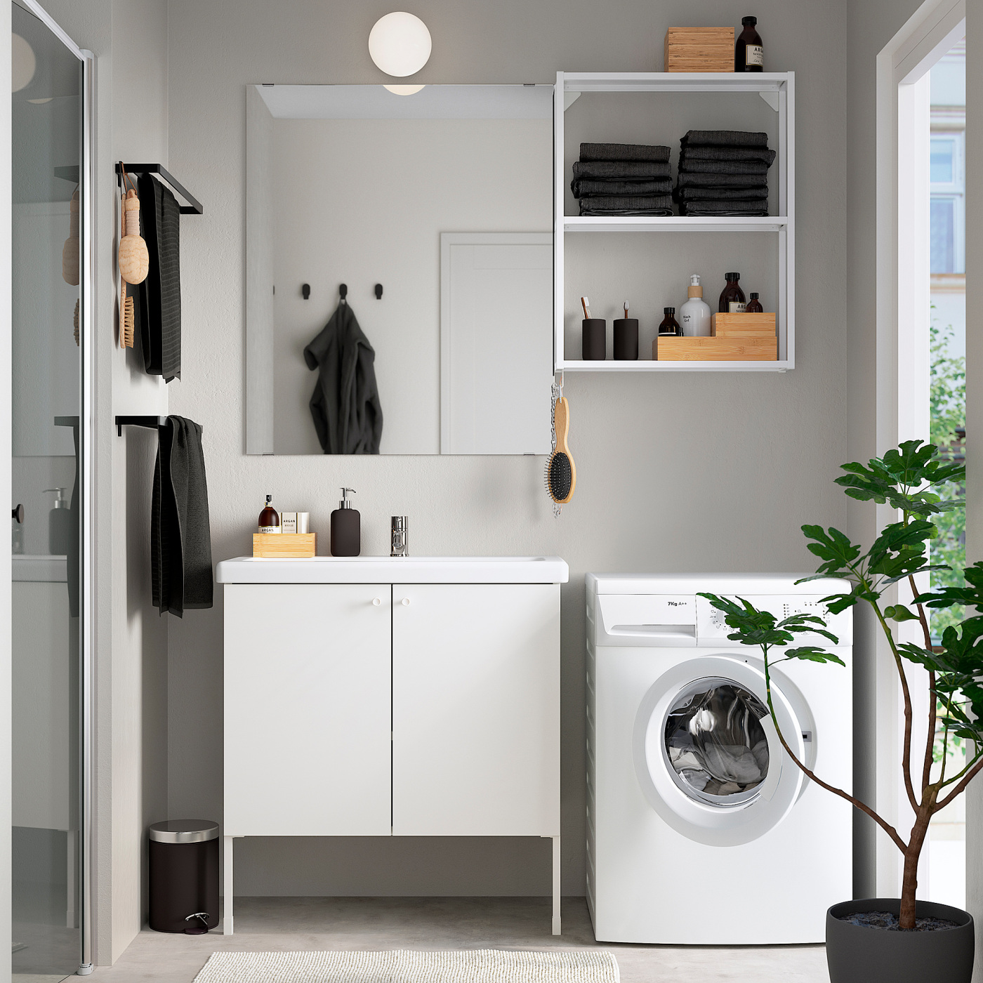 ENHET / TVÄLLEN bathroom furniture, set of 11 white/Pilkån tap - IKEA