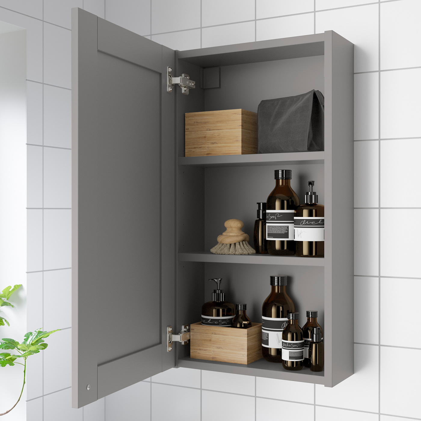 ENHET wall cb w 2 shlvs/door grey/grey frame - IKEA