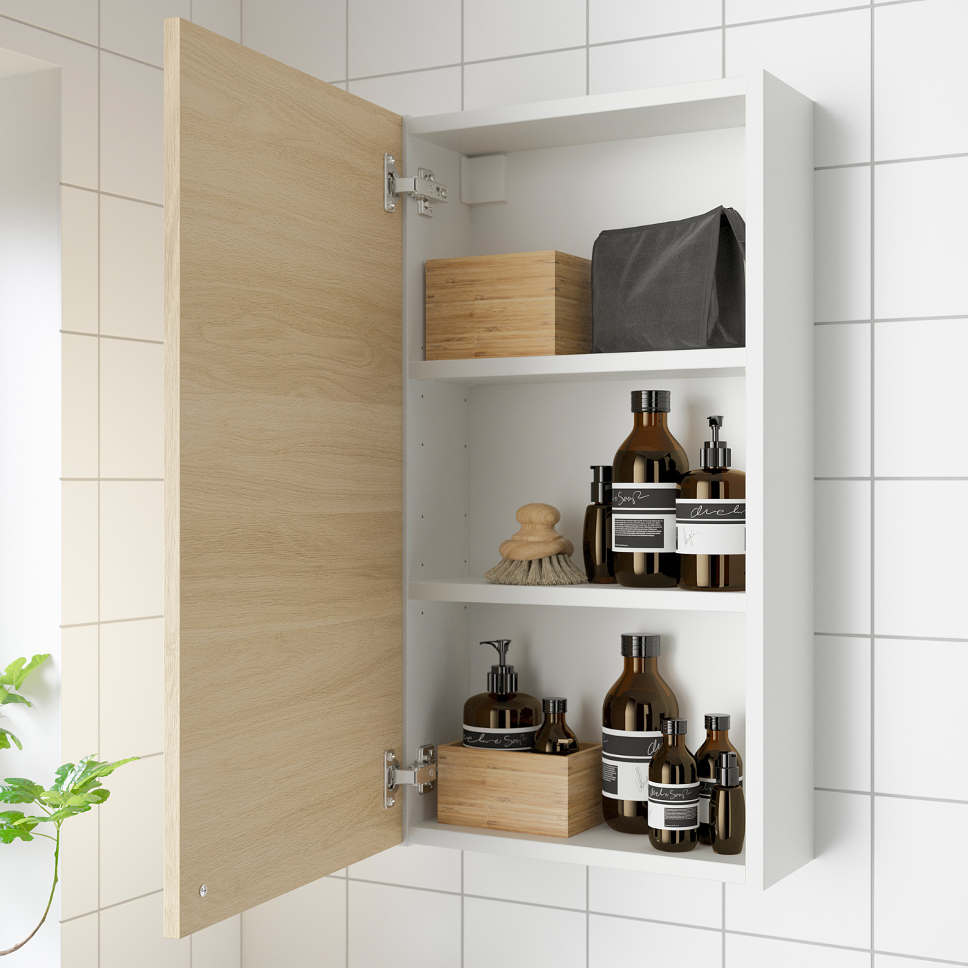 ENHET wall cb w 2 shlvs/door white/oak effect - IKEA