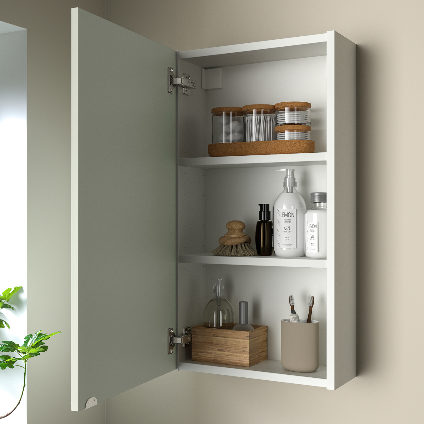 ENHET wall cb w 2 shlvs/door white/pale grey-green - IKEA