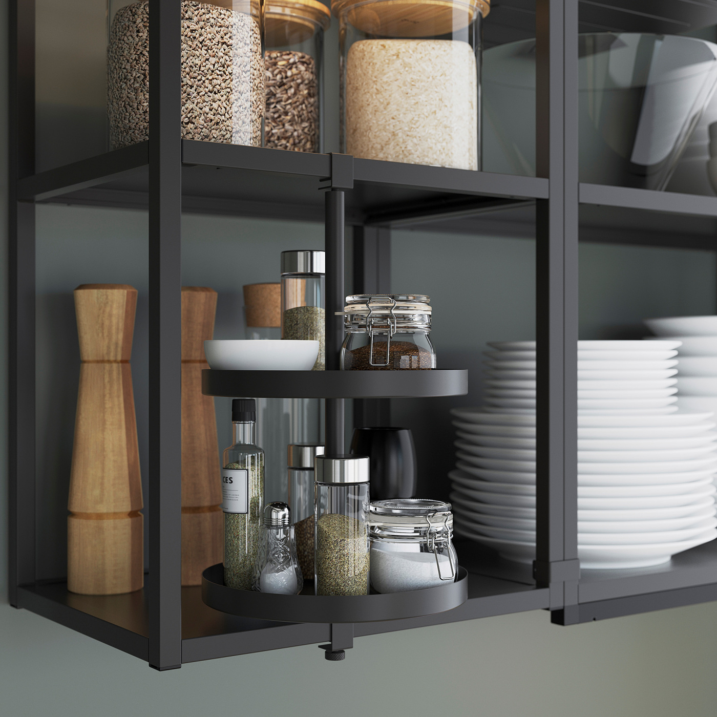 ENHET wall frame with shelves anthracite - IKEA