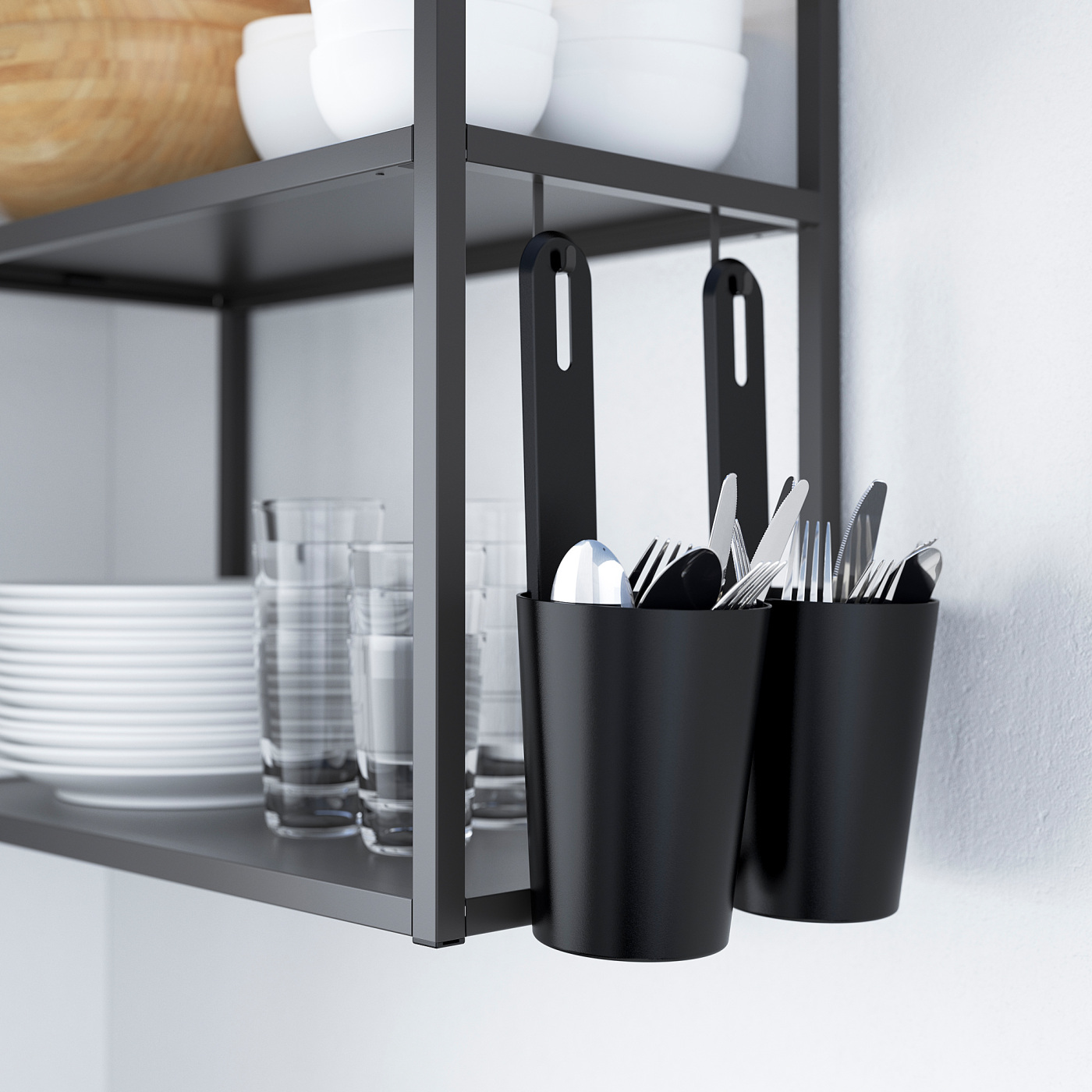 ENHET wall frame with shelves anthracite - IKEA
