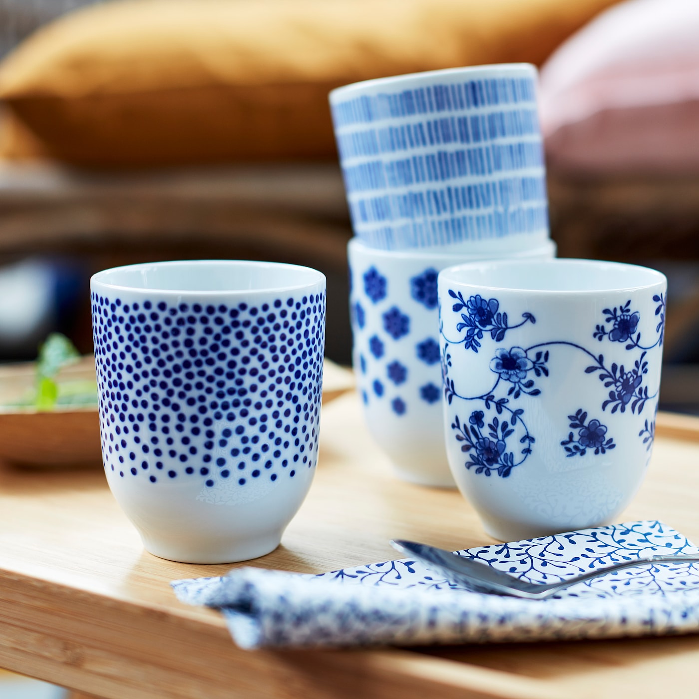 ENTUSIASM mug patterned/blue - IKEA