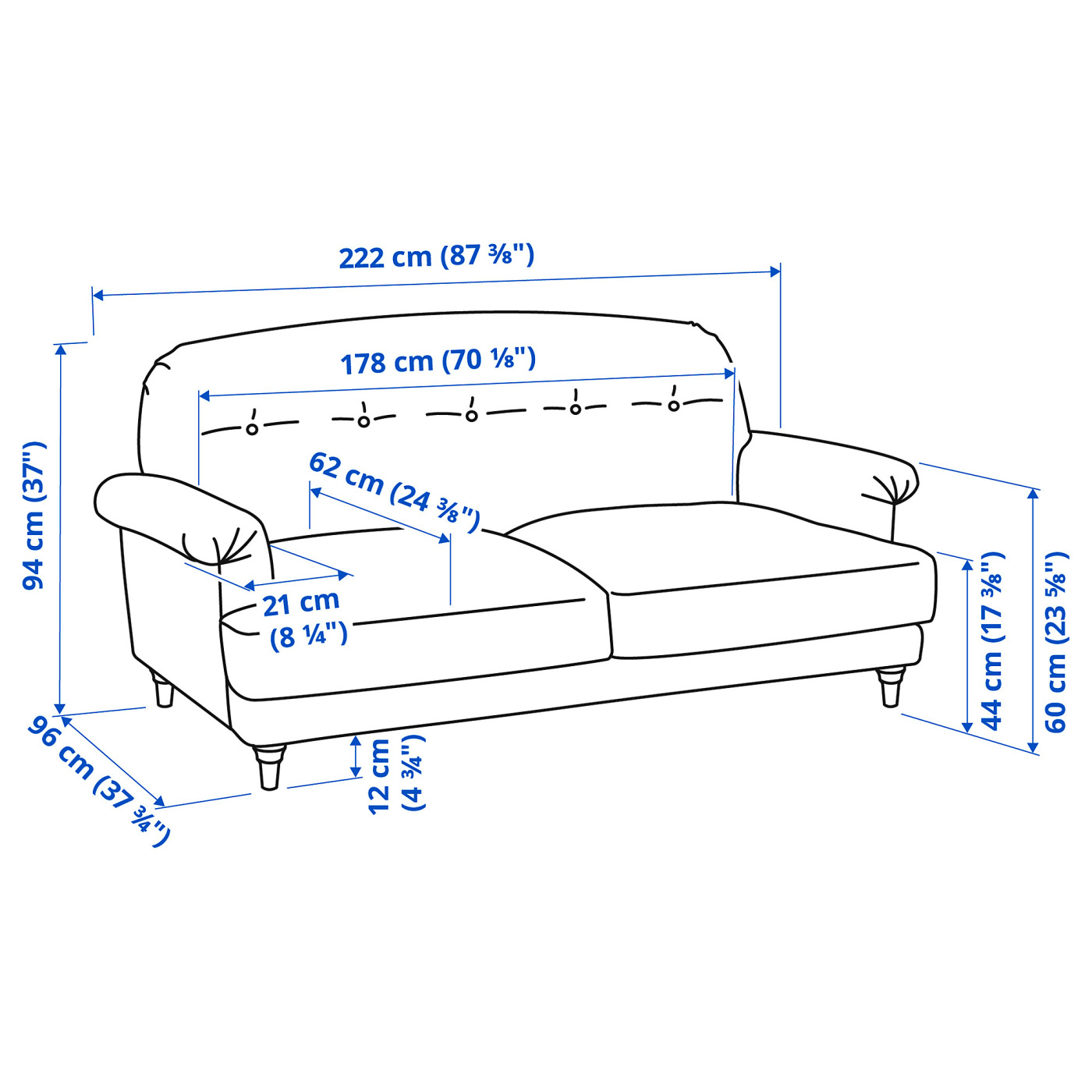 ESSEBODA 3-seat sofa Tallmyra/blue birch - IKEA