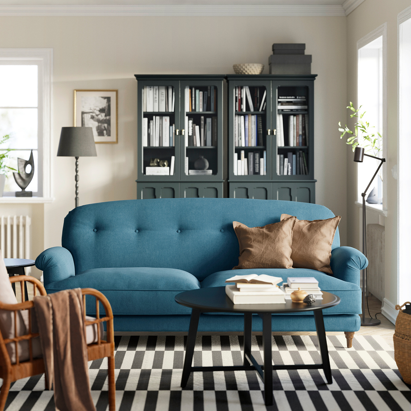 ESSEBODA 3-seat sofa Tallmyra blue/brown - IKEA