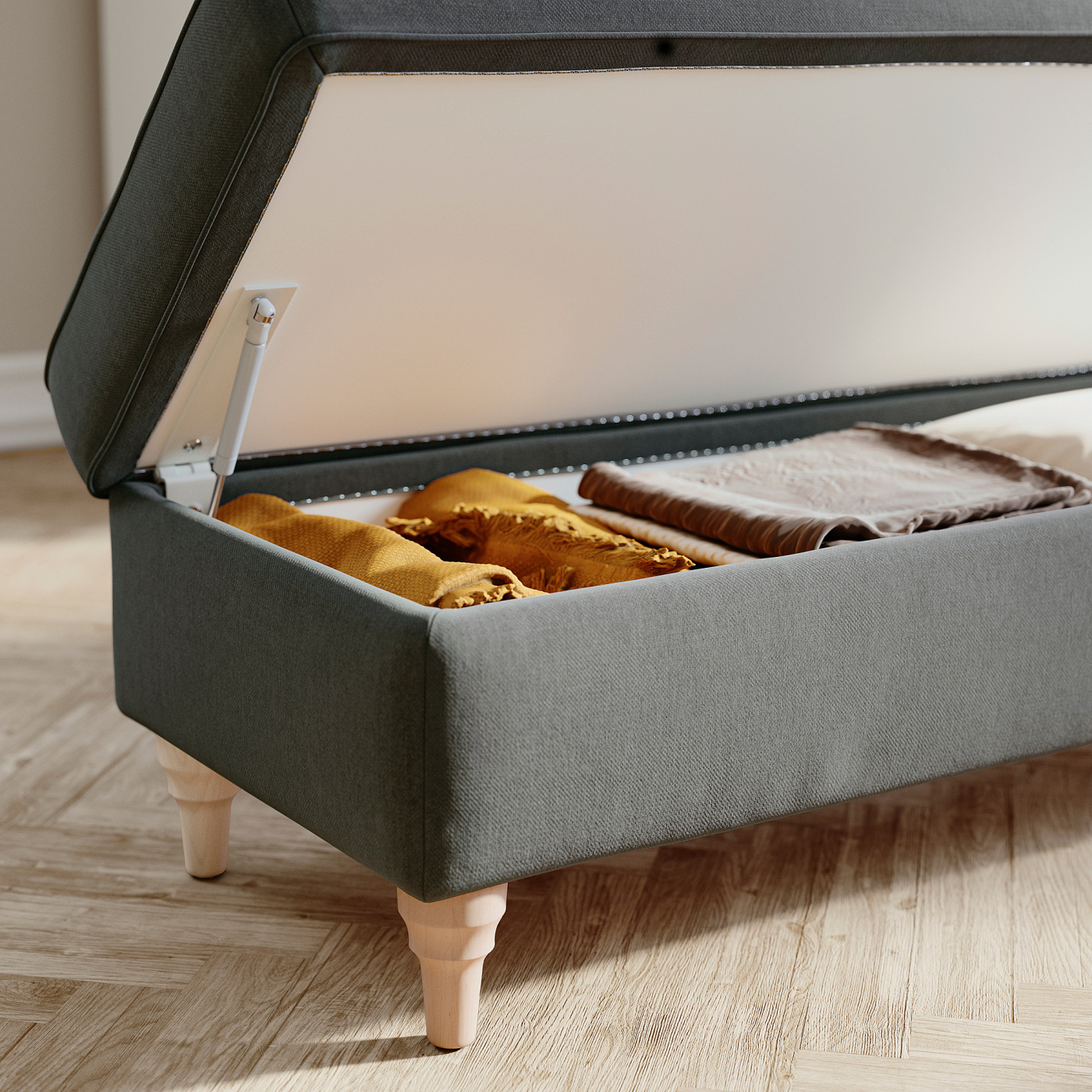 IKEA ESSEBODA エスエボーダグレー収納ベンチ ESSEBODA bench with storage Tallmyra/medium grey birch - IKEA