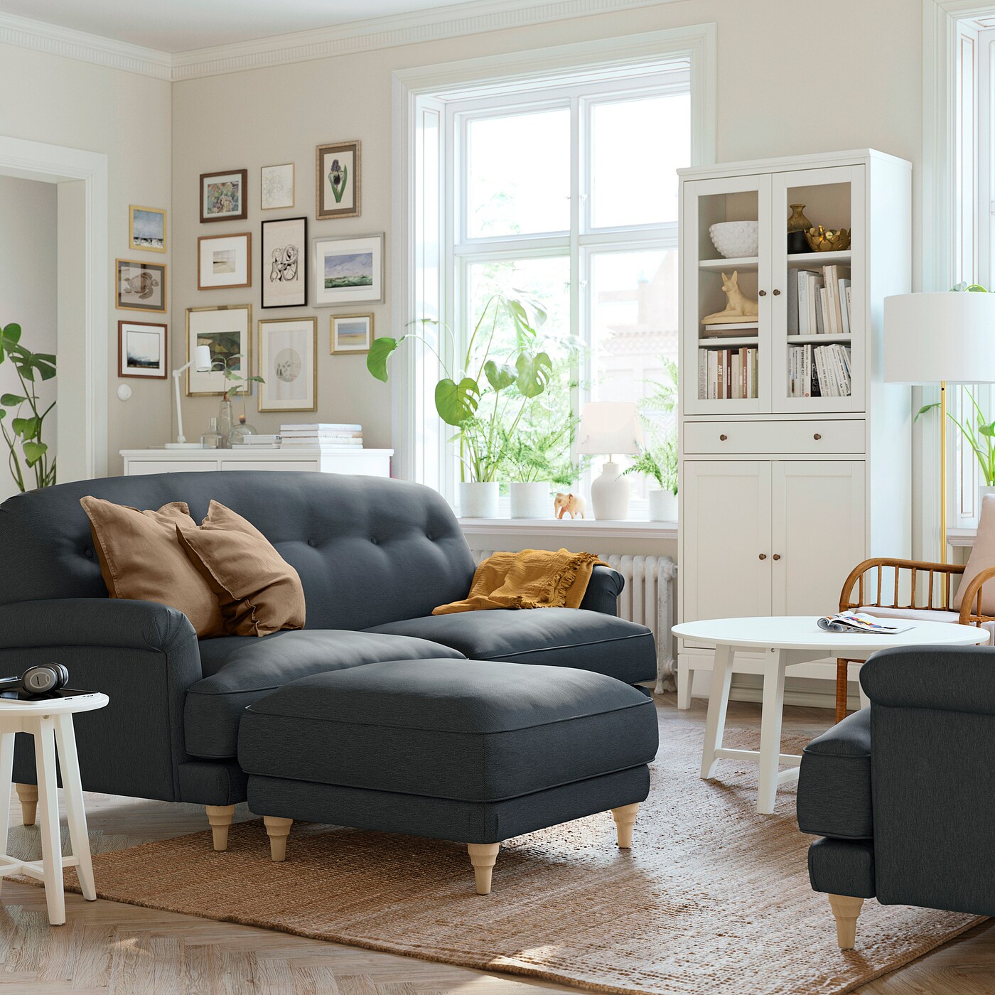 ESSEBODA footstool Knaback anthracite birch IKEA