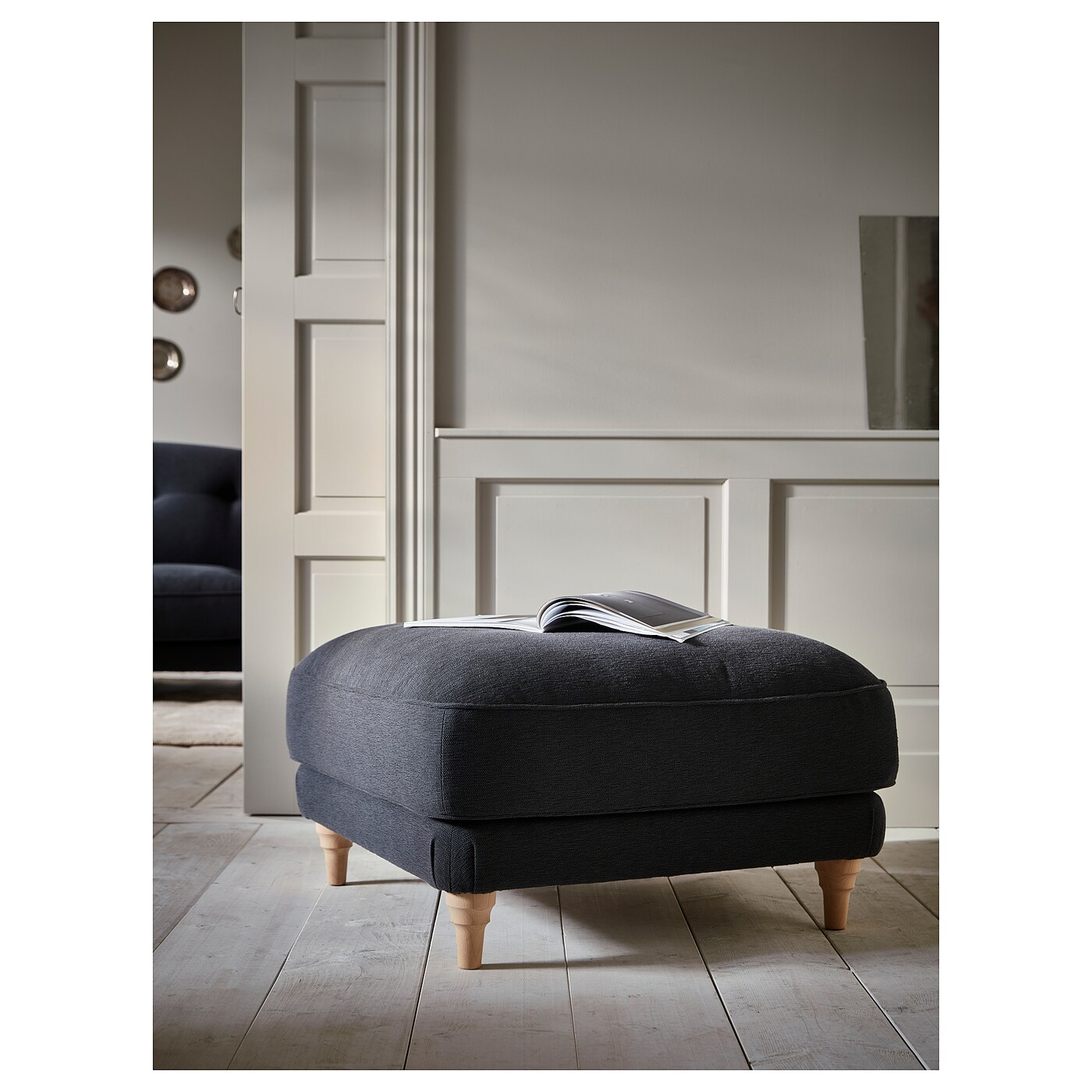 IKEAのファブリックオットマン ROCKSJÖN ロックショーン オットマン, ブレキンゲ ホワイト - IKEA