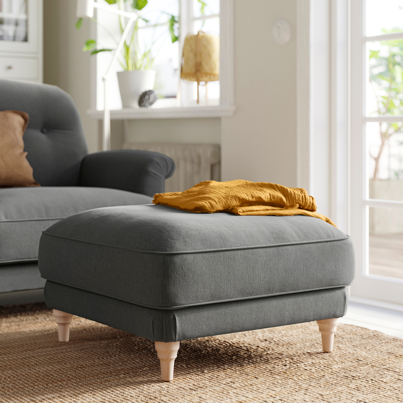 ESSEBODA footstool Tallmyra/medium grey birch - IKEA