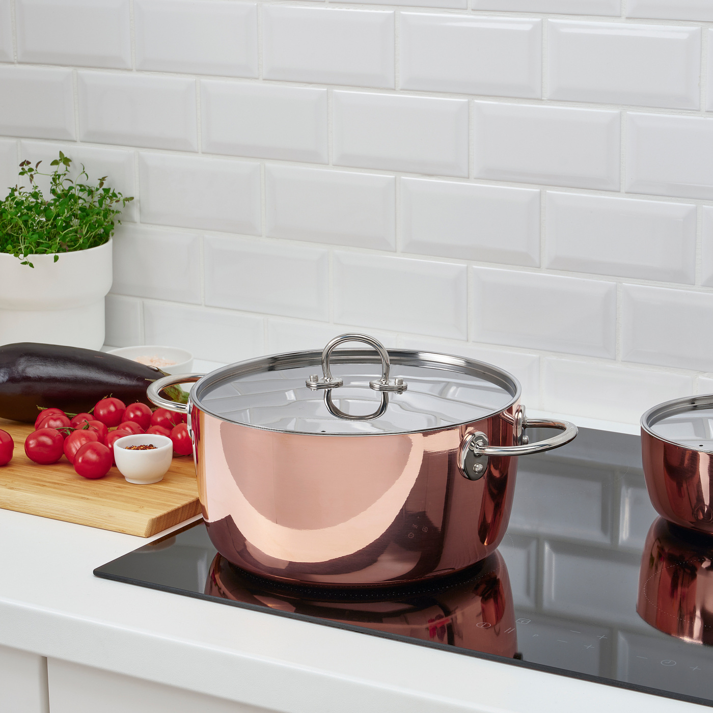 FINMAT pot with lid copper/stainless steel - IKEA