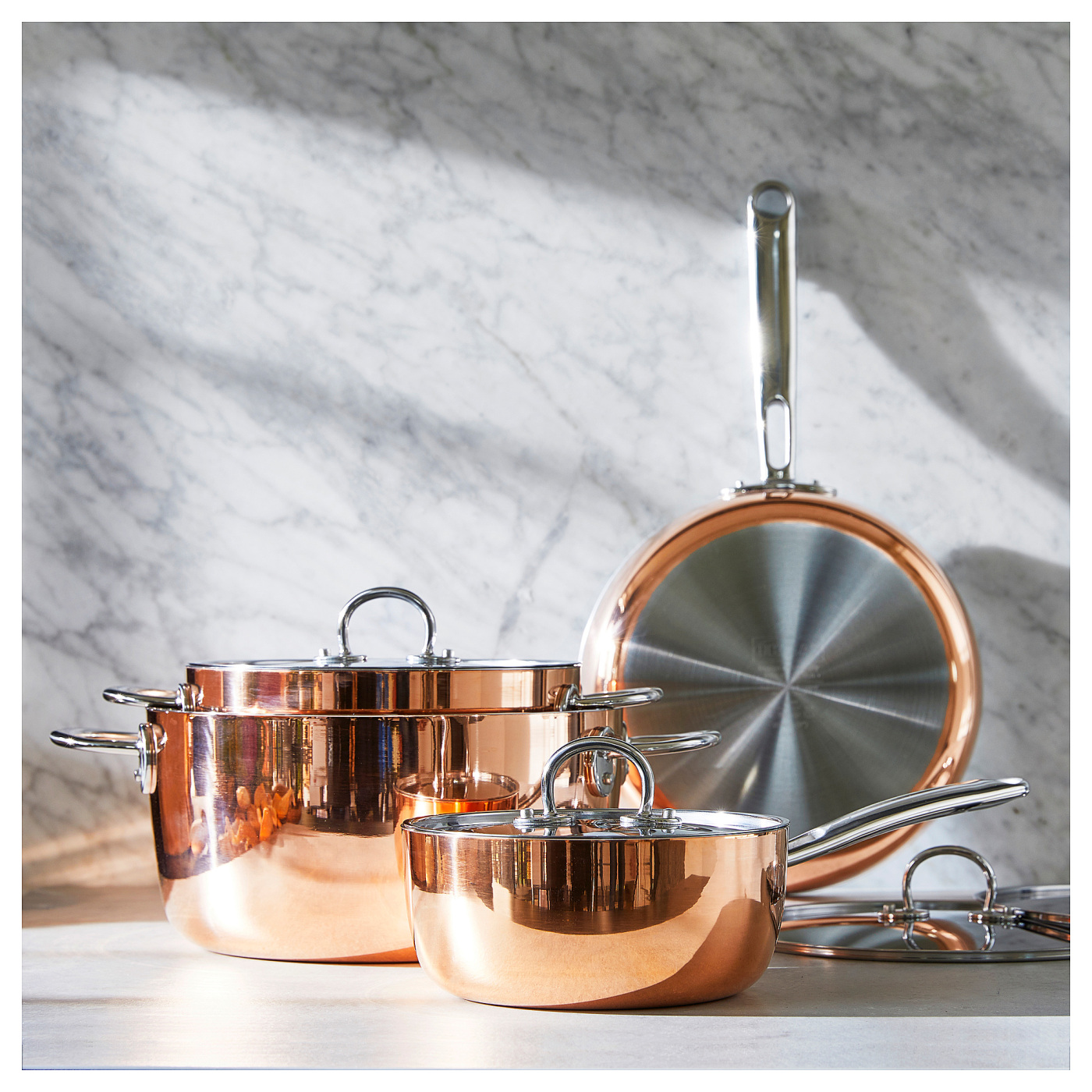 FINMAT sauté pan with lid copper/stainless steel - IKEA