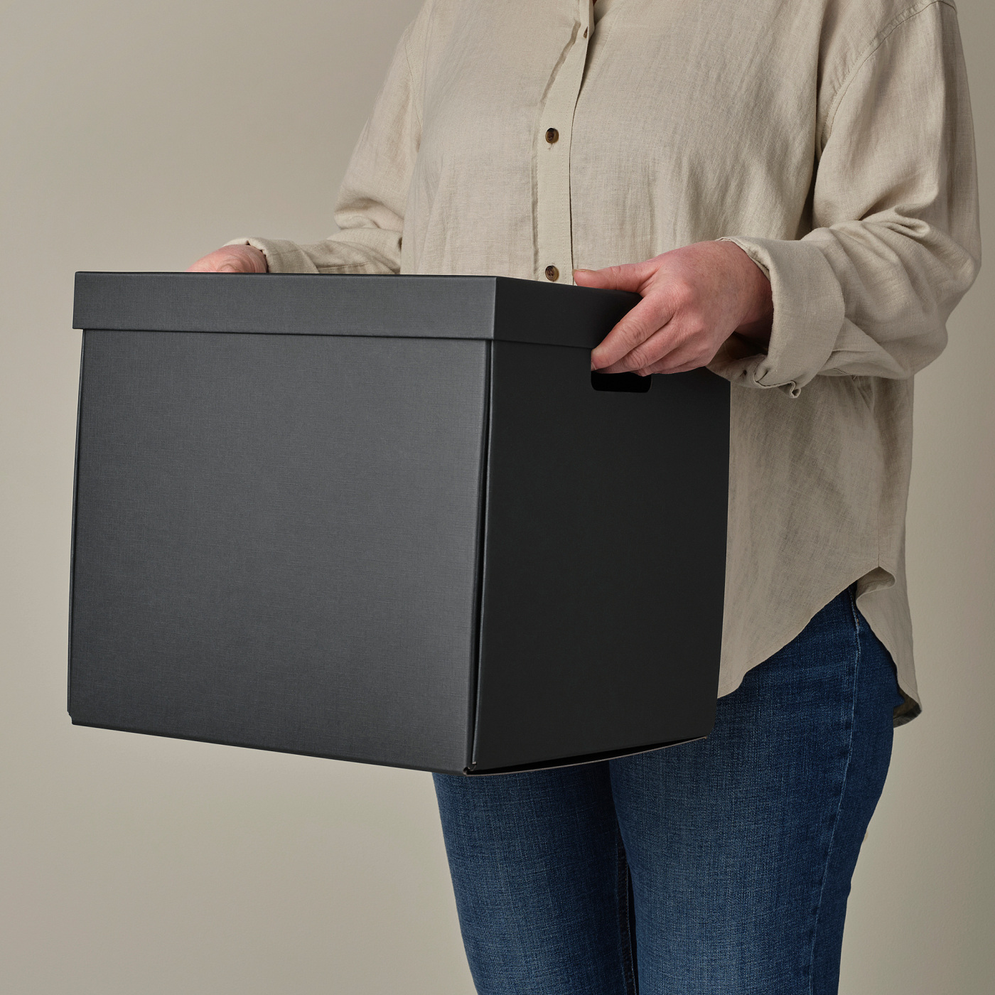 Rlid FJÄDERHARV storage box with lid anthracite - IKEA