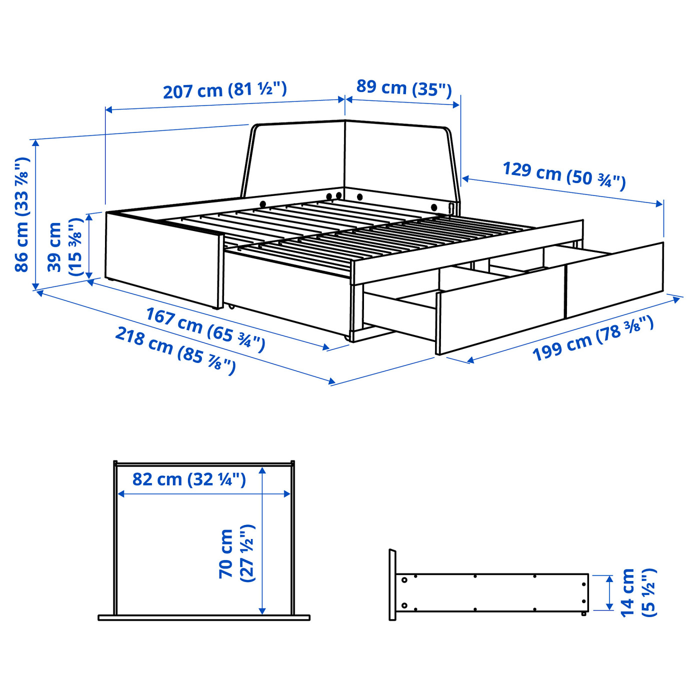 FLEKKE day-bed w 2 drawers/2 mattresses white/Åfjäll firm - IKEA