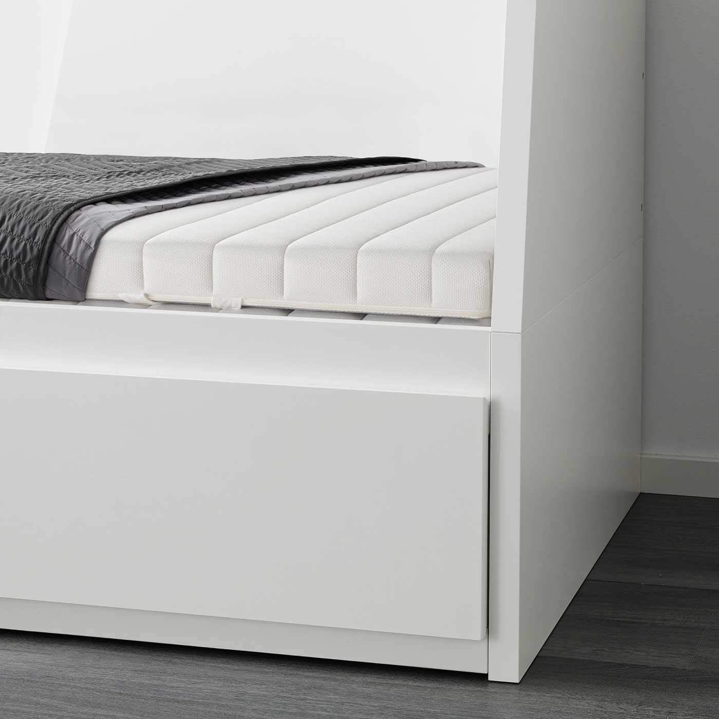 FLEKKE day-bed w 2 drawers/2 mattresses white/Ånnfjället super
