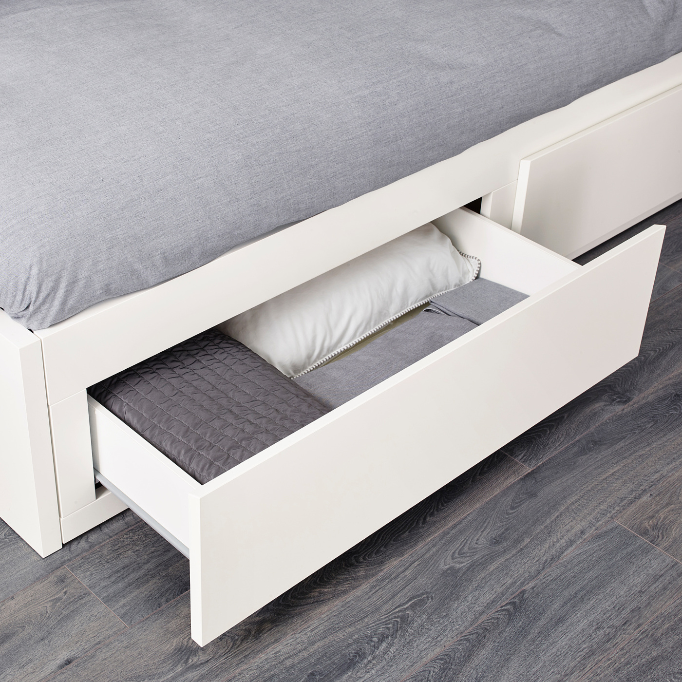 FLEKKE day-bed w 2 drawers/2 mattresses white/Vannareid extra firm