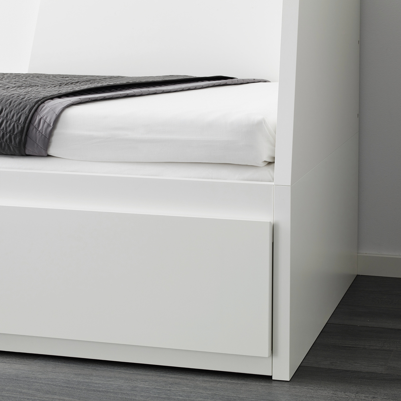 FLEKKE day-bed w 2 drawers/2 mattresses white/Vannareid extra firm