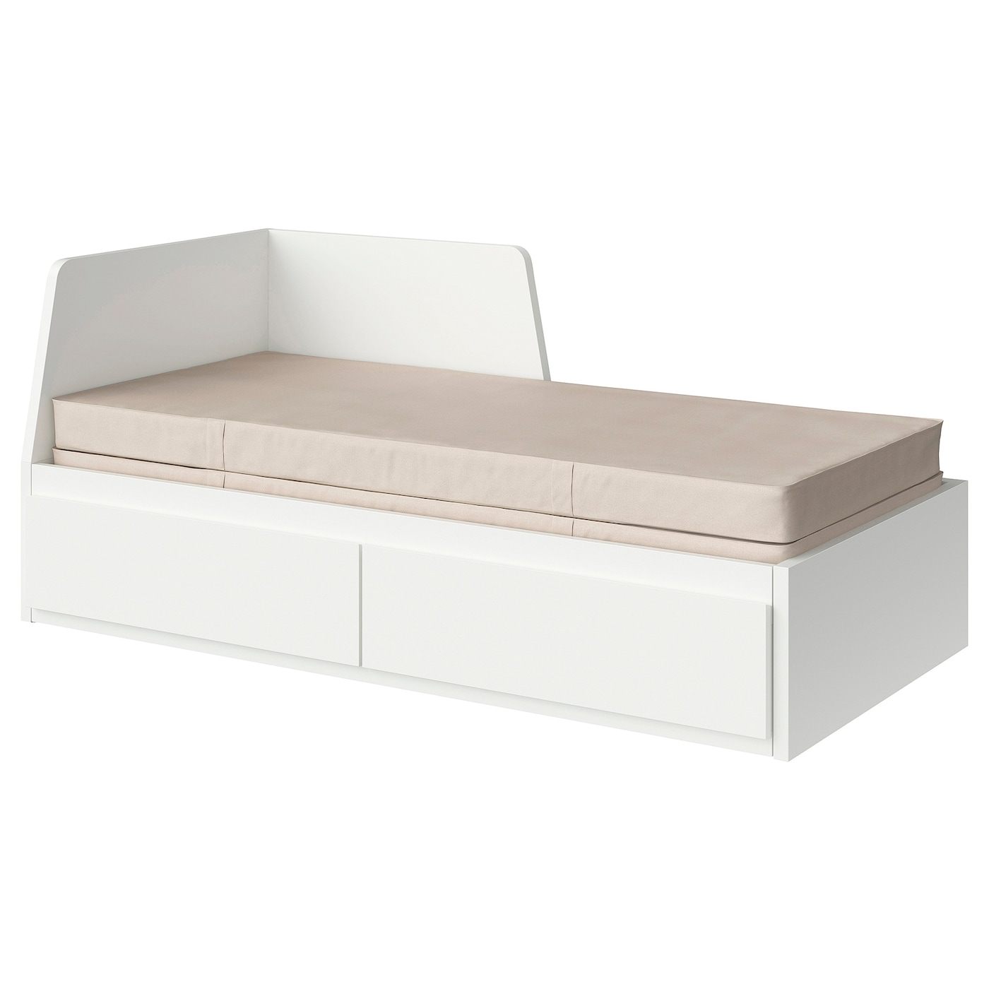 FLEKKE day-bed w 2 drawers/2 mattresses white/Vannareid extra firm