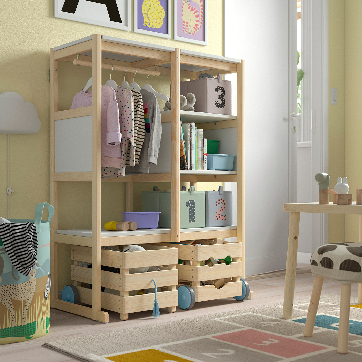 FLISAT open storage combination light white stained pine/white - IKEA