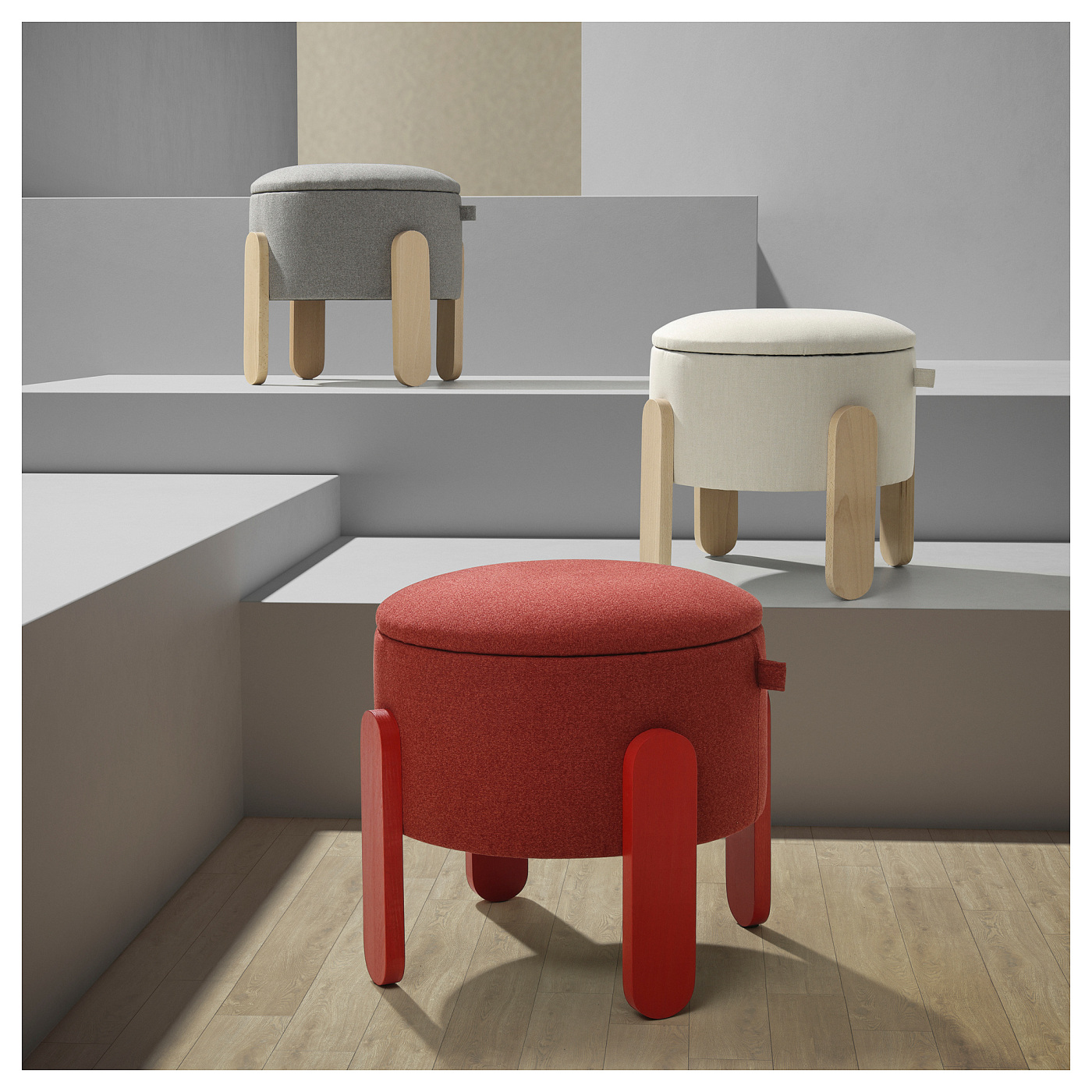 FÖRLUNDA pouffe with storage/Vissle beige - IKEA