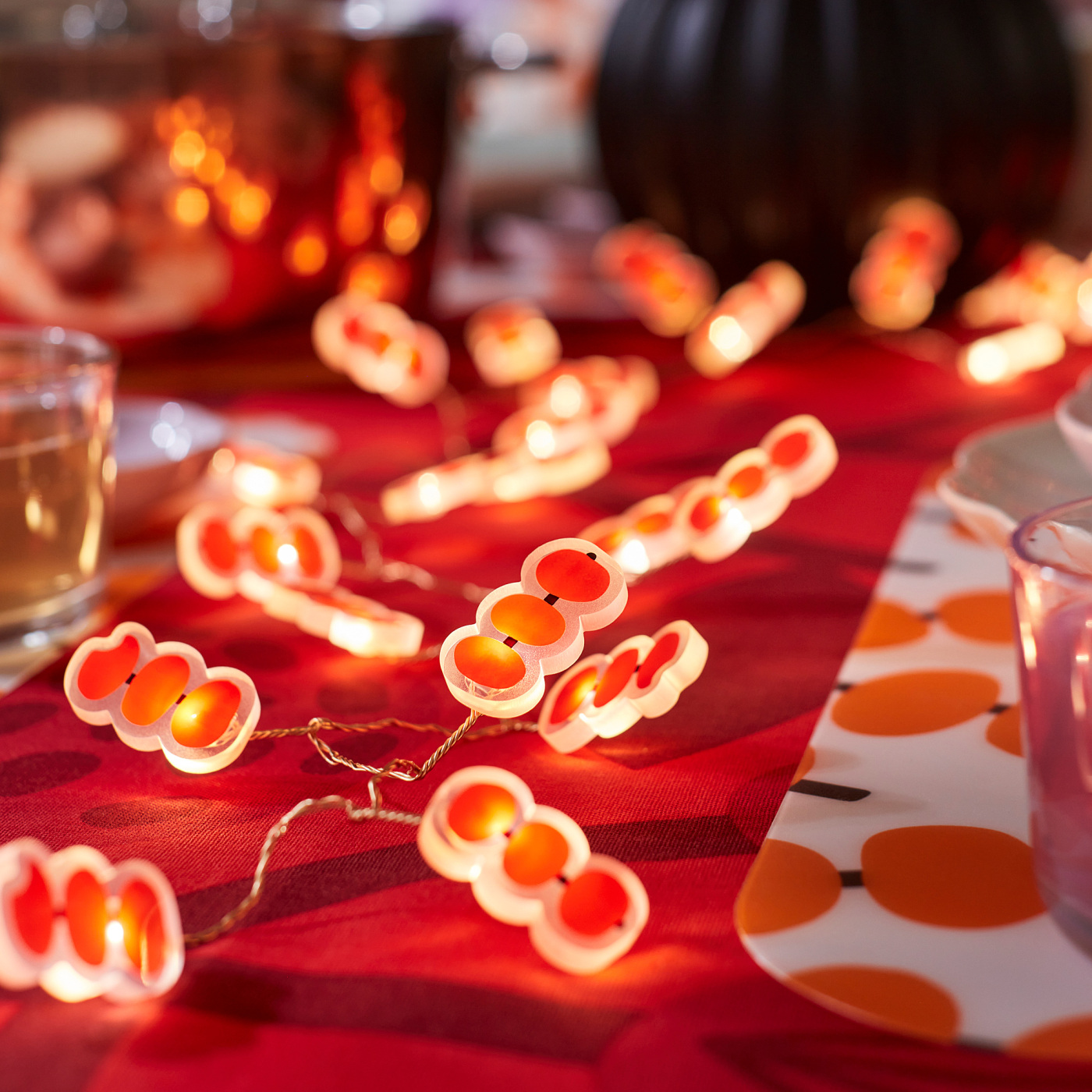 FÖSSTA LED lighting chain with 24 lights candied hawthorn/battery