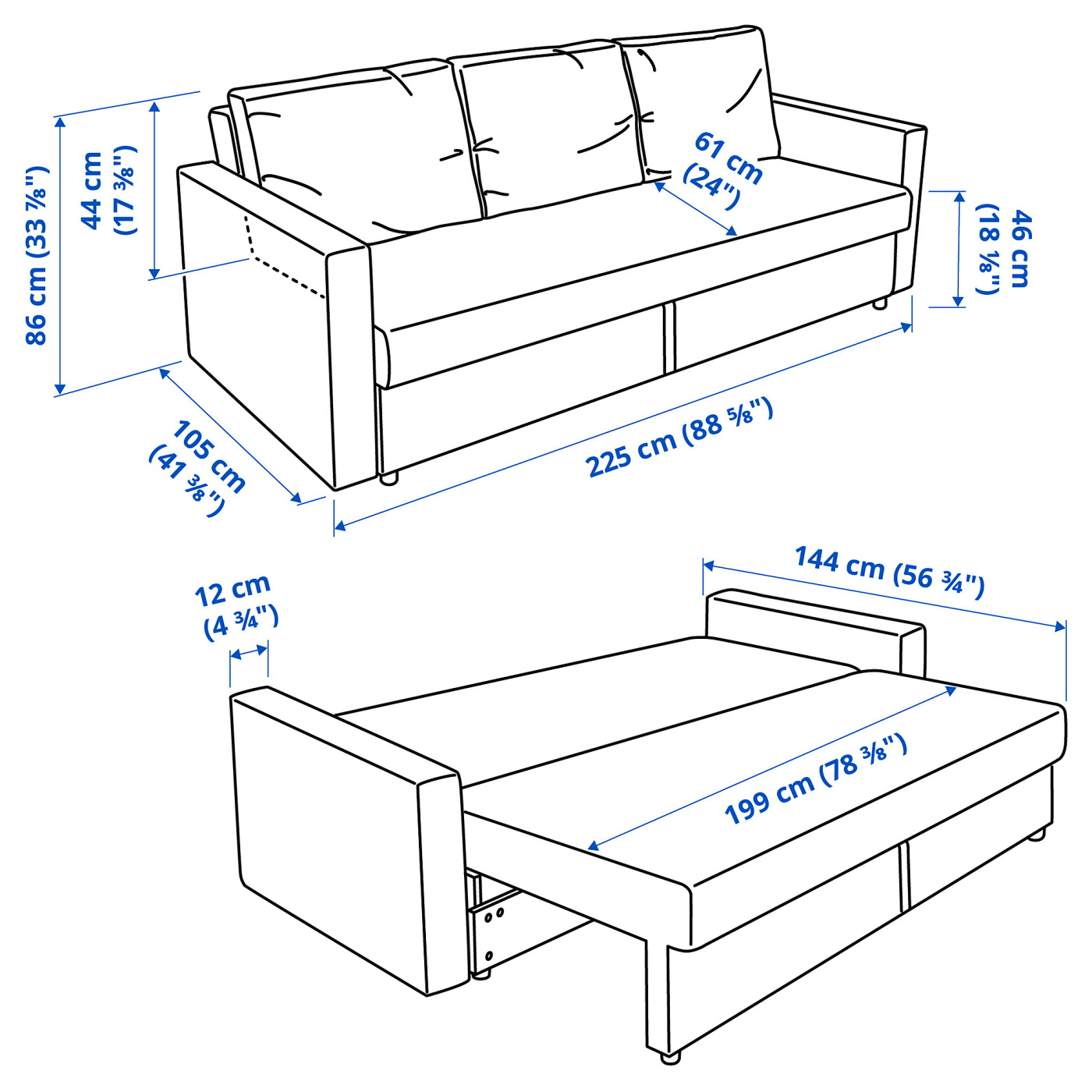 FRIHETEN 3-seat sofa-bed Faringe brown-orange - IKEA