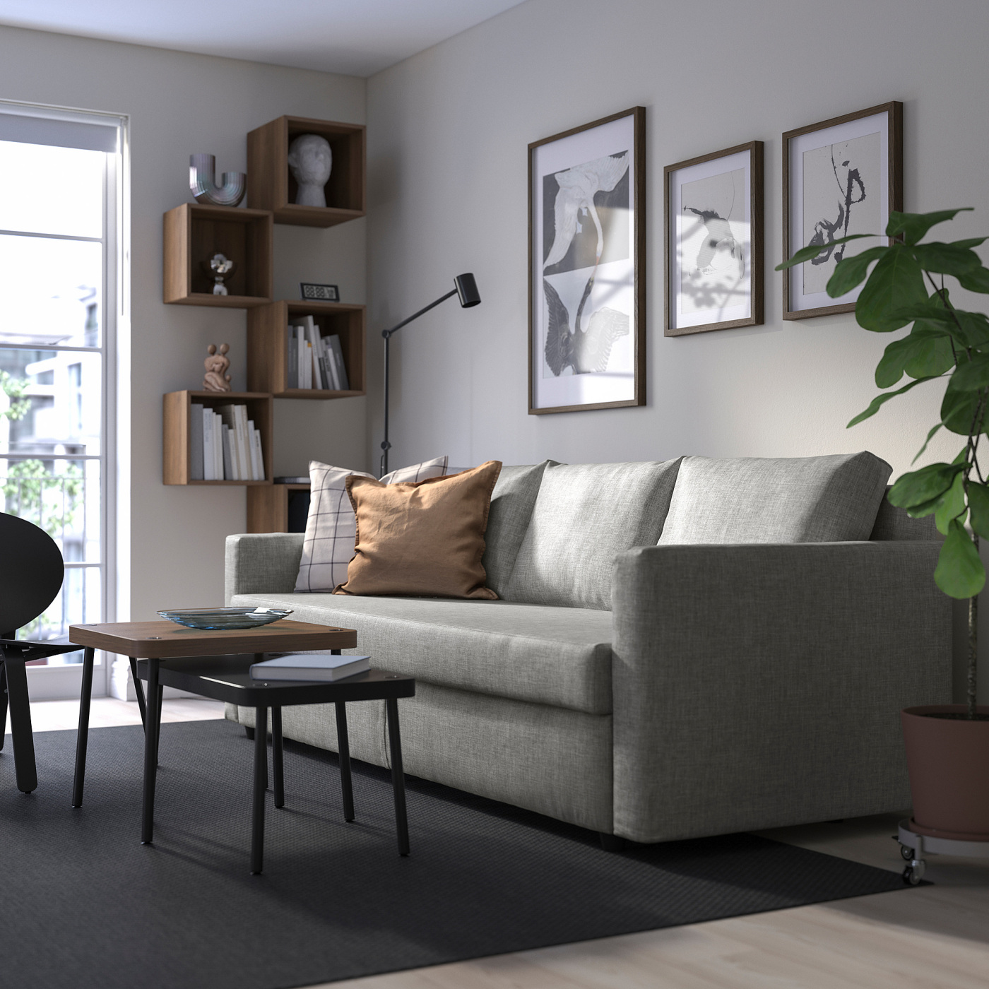 FRIHETEN 3-seat sofa-bed Faringe light grey - IKEA