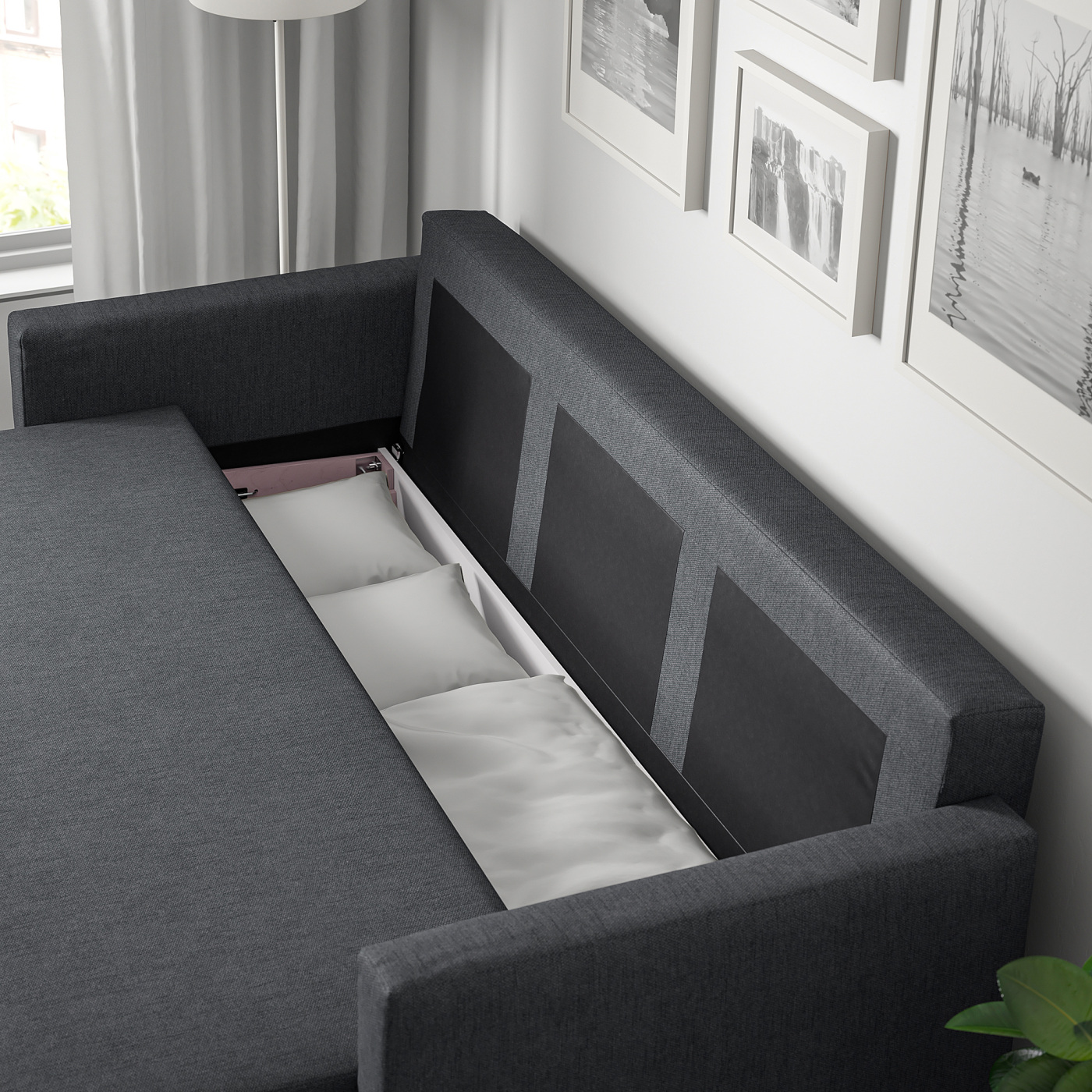 FRIHETEN 3-seat sofa-bed Hyllie dark grey - IKEA