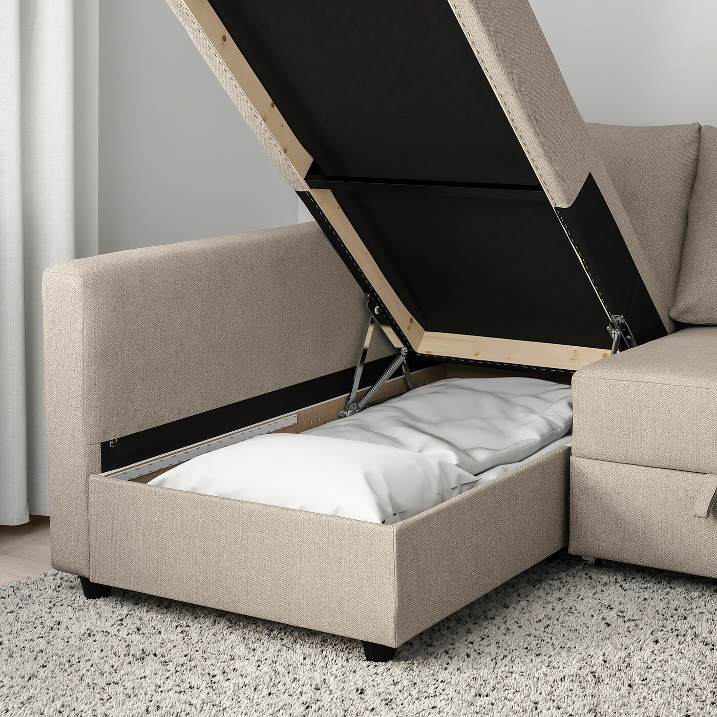 FRIHETEN corner sofa-bed with storage Hyllie beige - IKEA