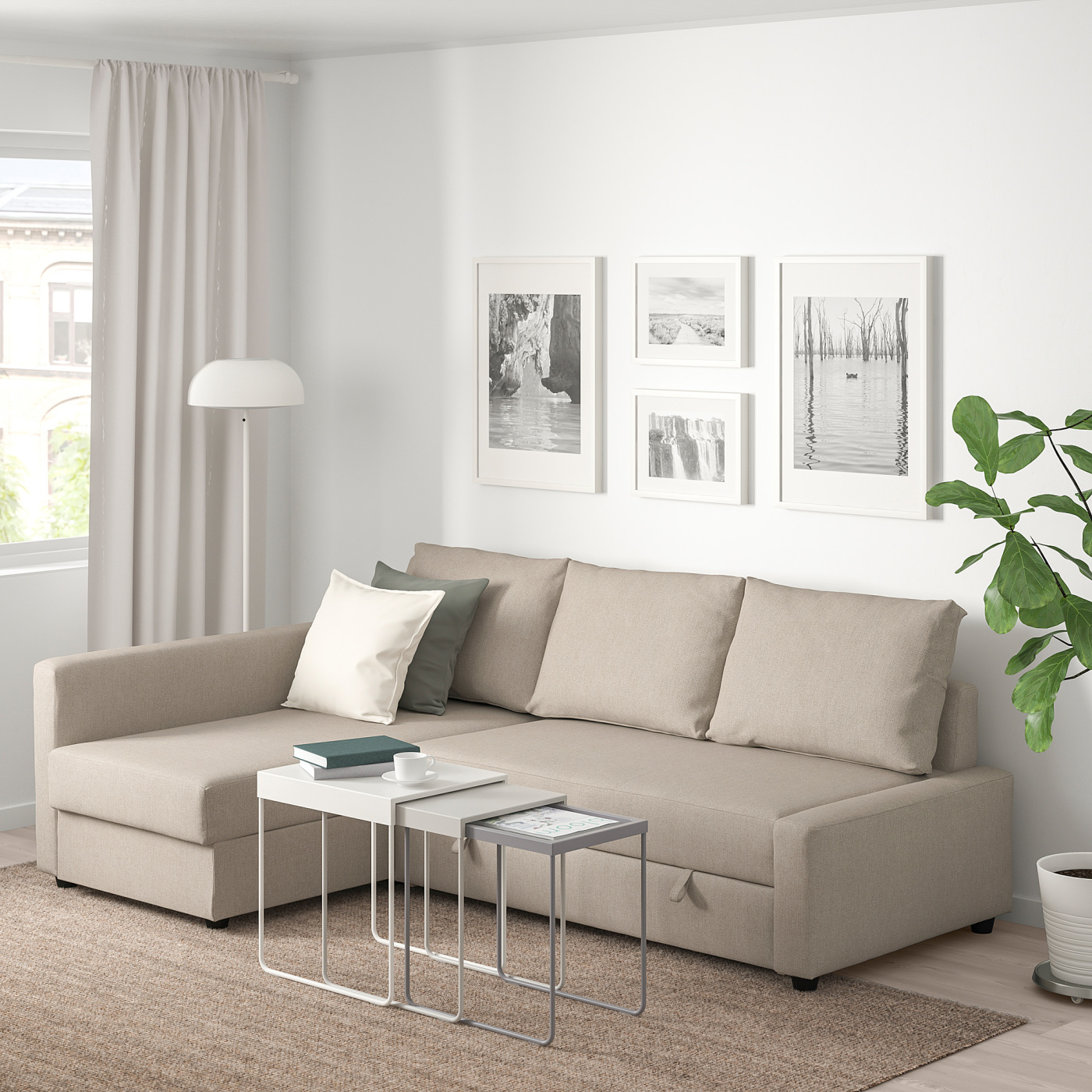 FRIHETEN corner sofa-bed with storage Hyllie beige - IKEA