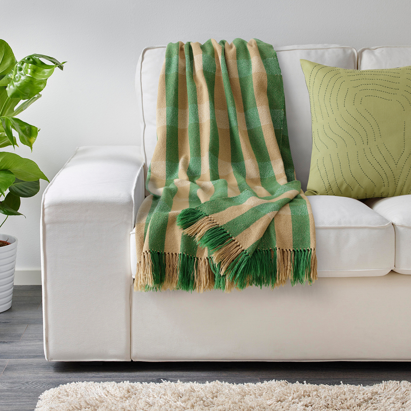 FRÖDD throw green/stripe - IKEA