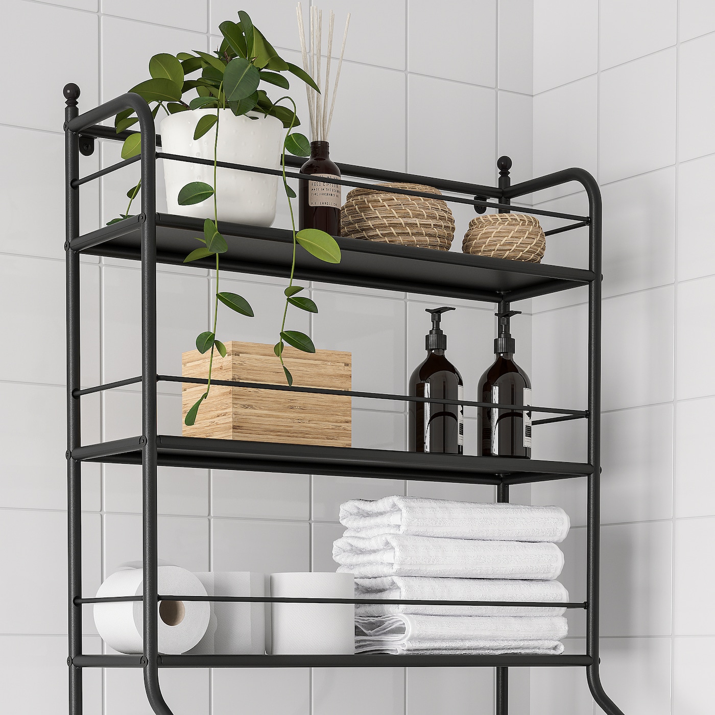 FROSJON over the toilet shelf black IKEA