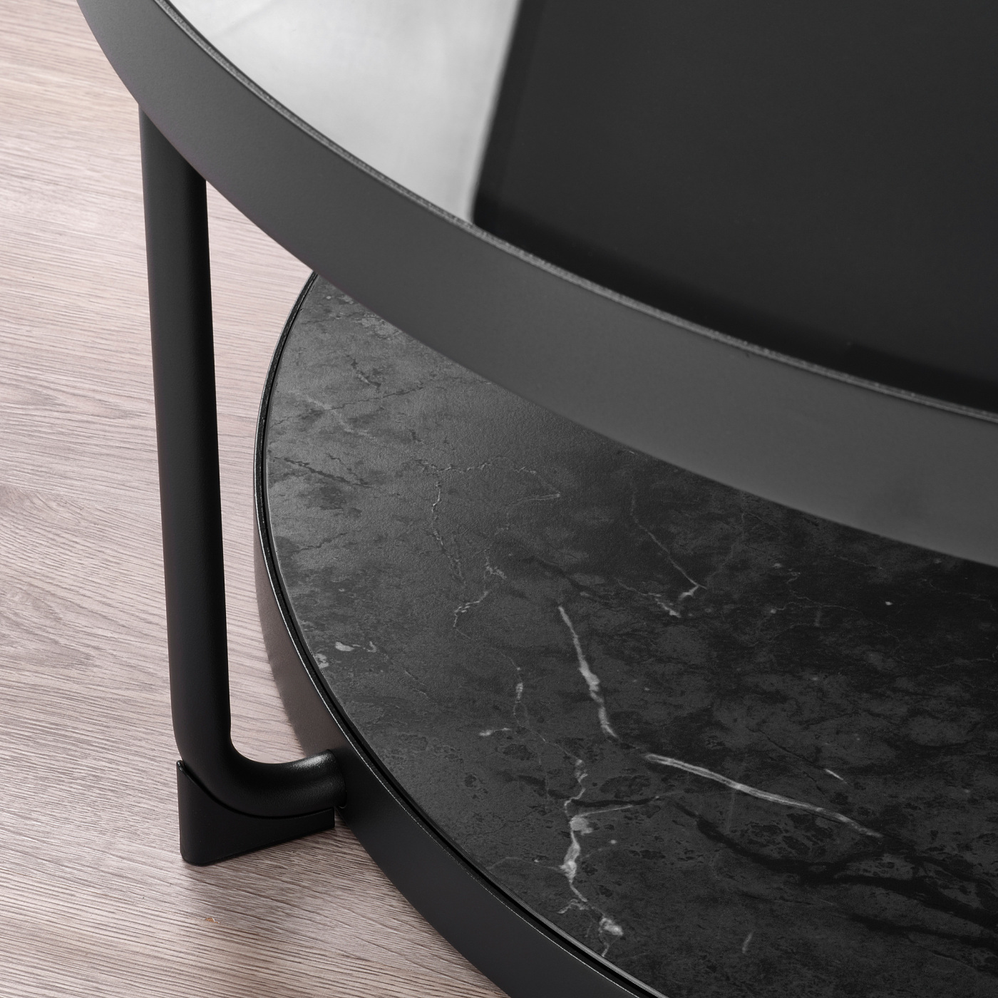 FRÖTORP coffee table anthracite marble effect/black glass - IKEA