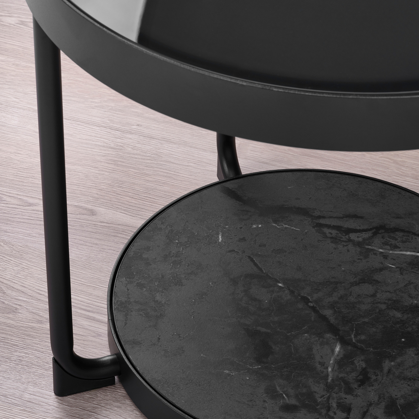FRÖTORP side table anthracite marble effect/black glass - IKEA