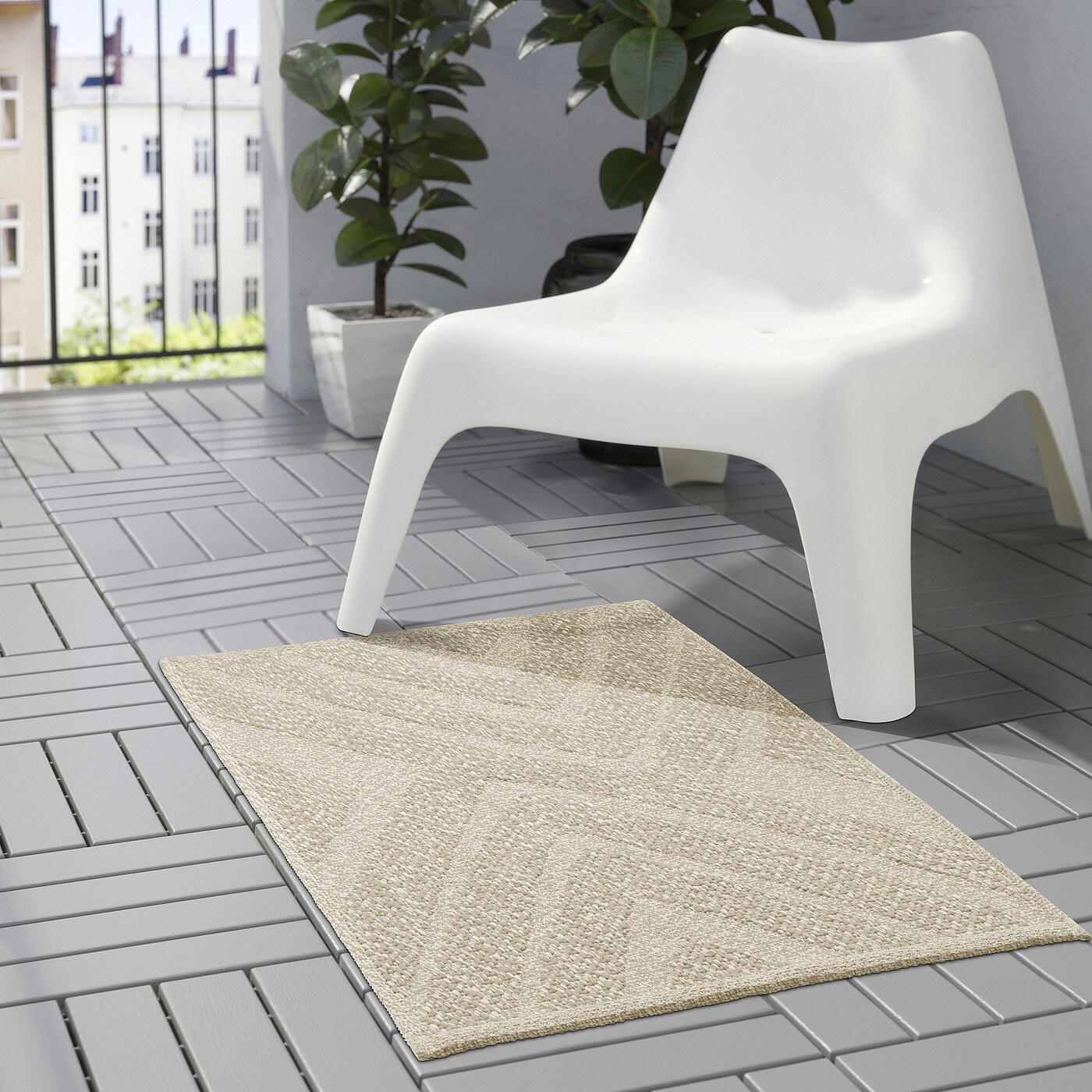 新品未使用！IKEA FULLMAKTフルマクトラグ　屋外　屋内　200✖️300 FULLMAKT rug flatwoven, in/outdoor, beige/mélange, 7'10