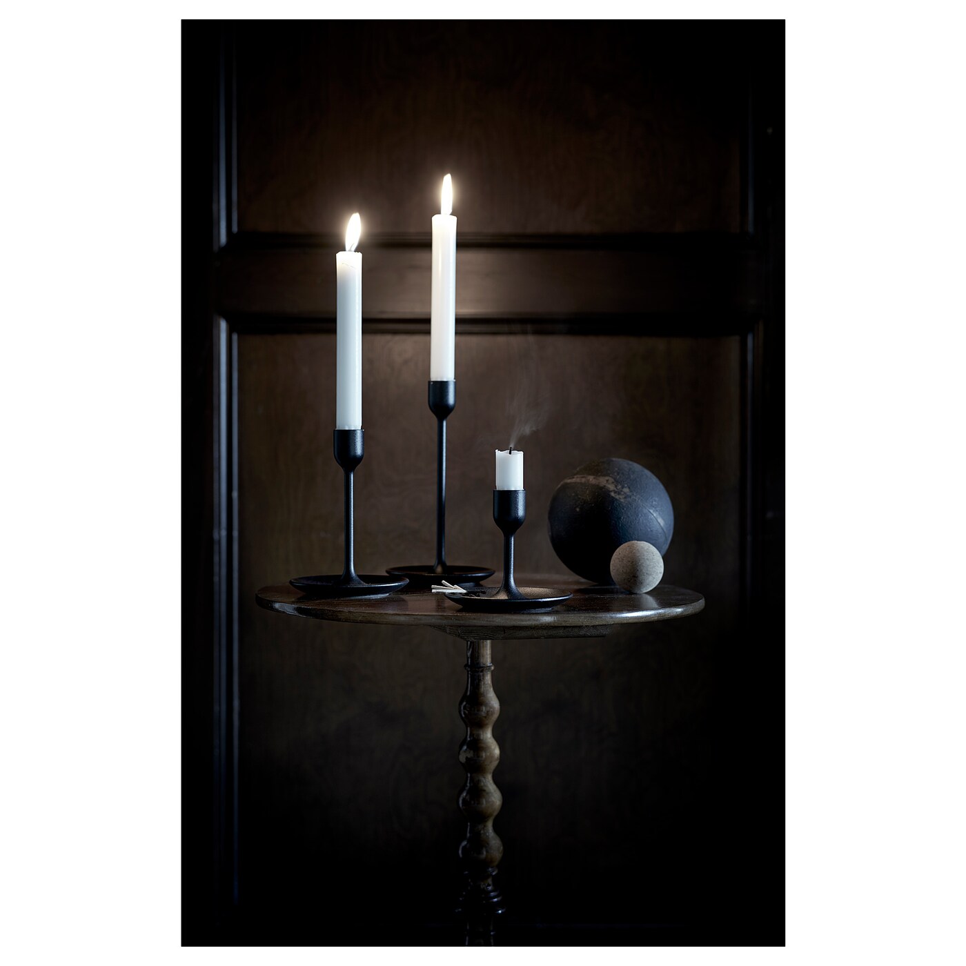 FULLTALIG candlestick, set of 3 black - IKEA