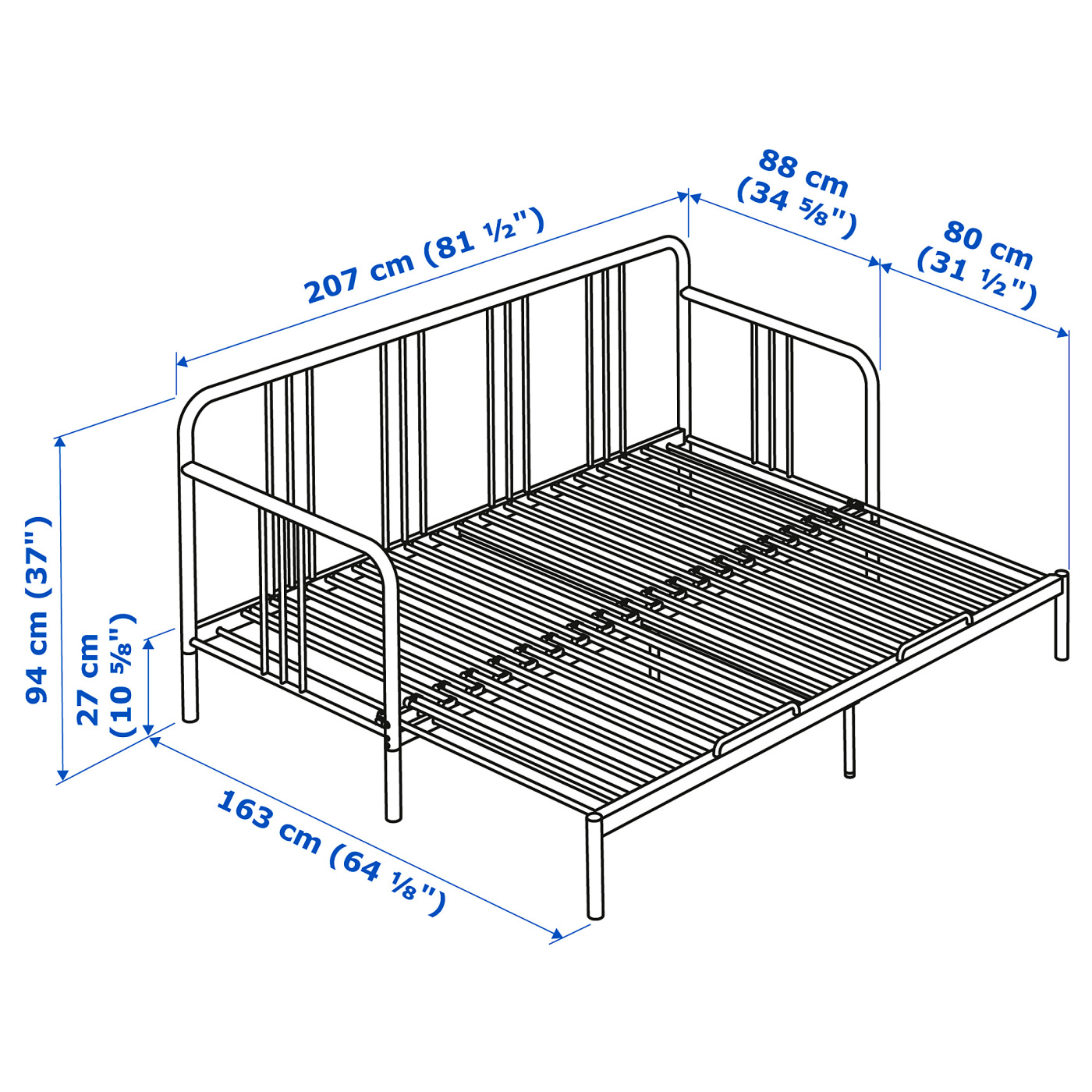 FYRESDAL day-bed with 2 mattresses black/Ånnfjället super firm - IKEA