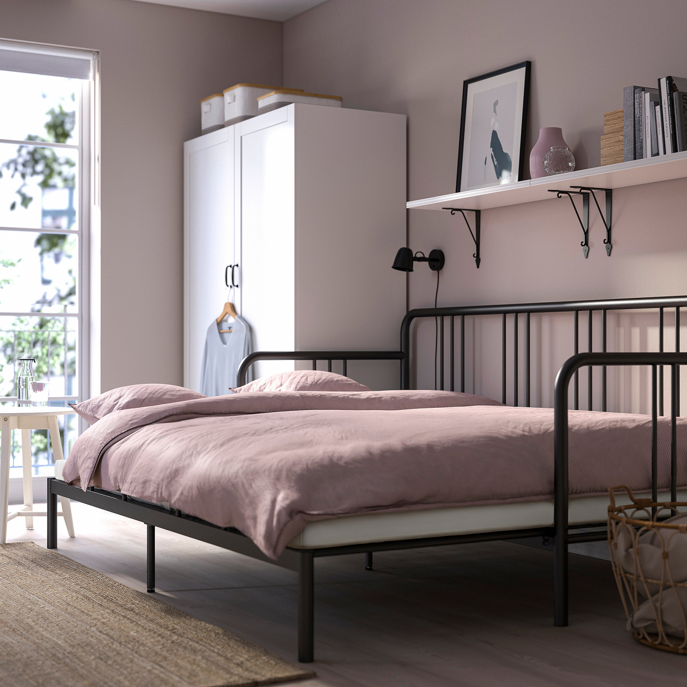 【直接引き取り希望】IKEA fyresdal シングルベッド ダブルベッド FYRESDAL day-bed with 2 mattresses black/Ånnfjället super firm - IKEA