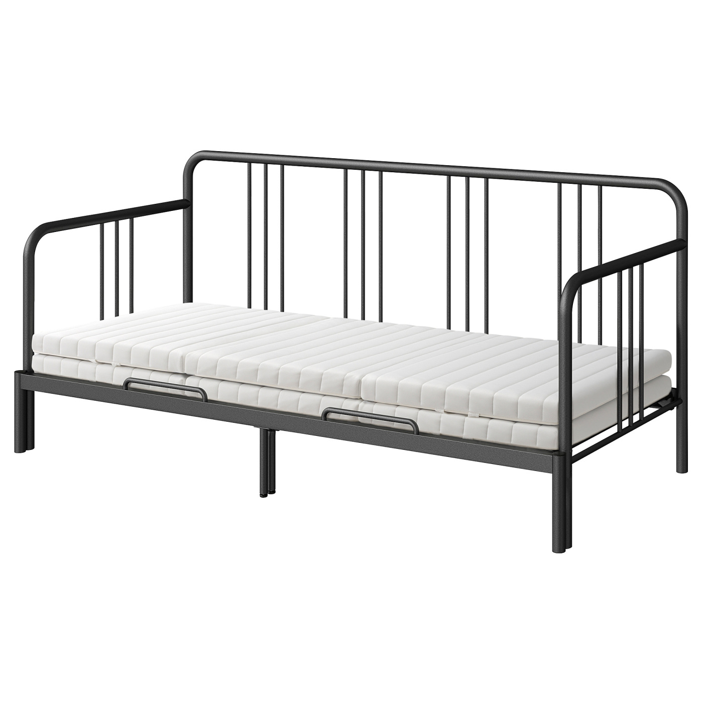 FYRESDAL day-bed with 2 mattresses black/Ånnfjället super firm - IKEA
