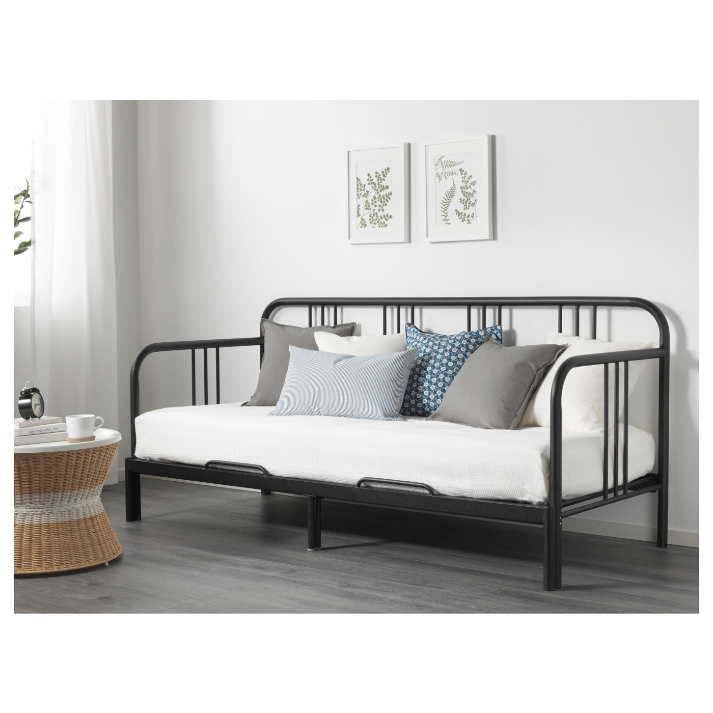 FYRESDAL day-bed with 2 mattresses black/Åsvang firm - IKEA