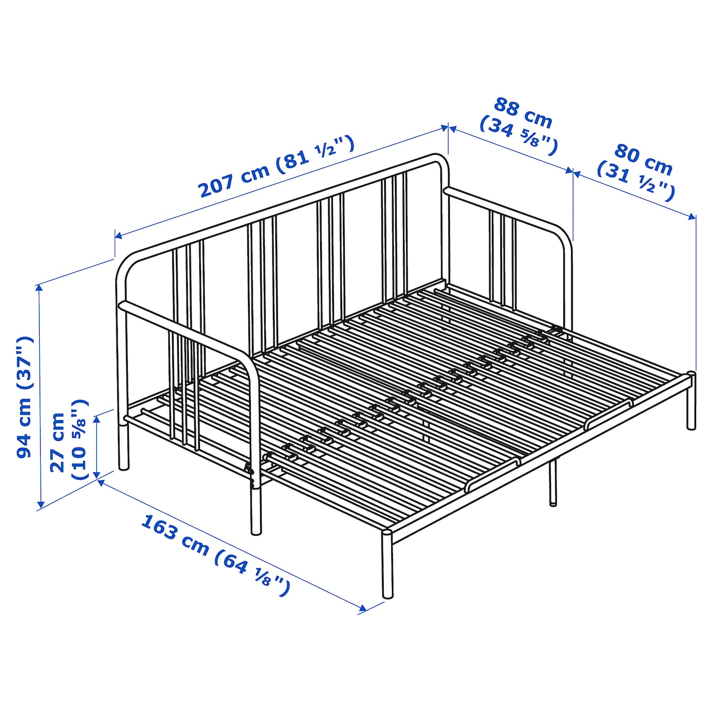 FYRESDAL day-bed with 2 mattresses black/Vannareid extra firm - IKEA