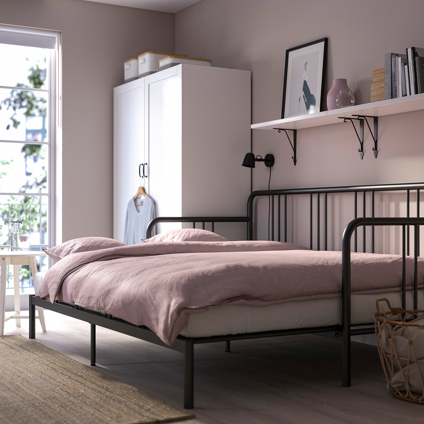 【SSS+】 IKEA　FYRESDAL 　ダブルベッド FYRESDAL day-bed with 2 mattresses black/Vannareid extra firm - IKEA
